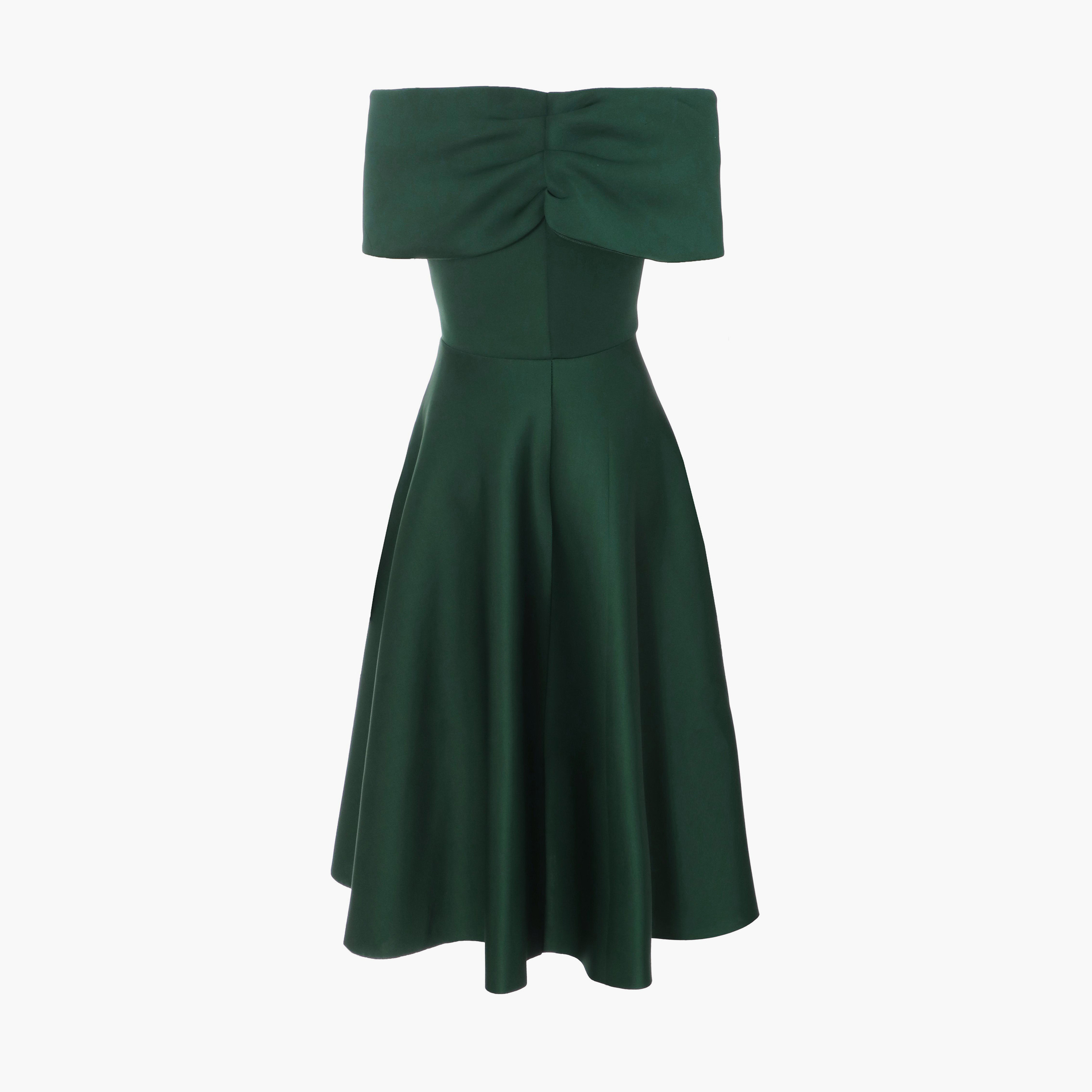كويز-  فستان سهرة متوسط ​​الطول من قماش سكوبا باردو بلون أخضر فاتح-women-clothing-dresses-image-6