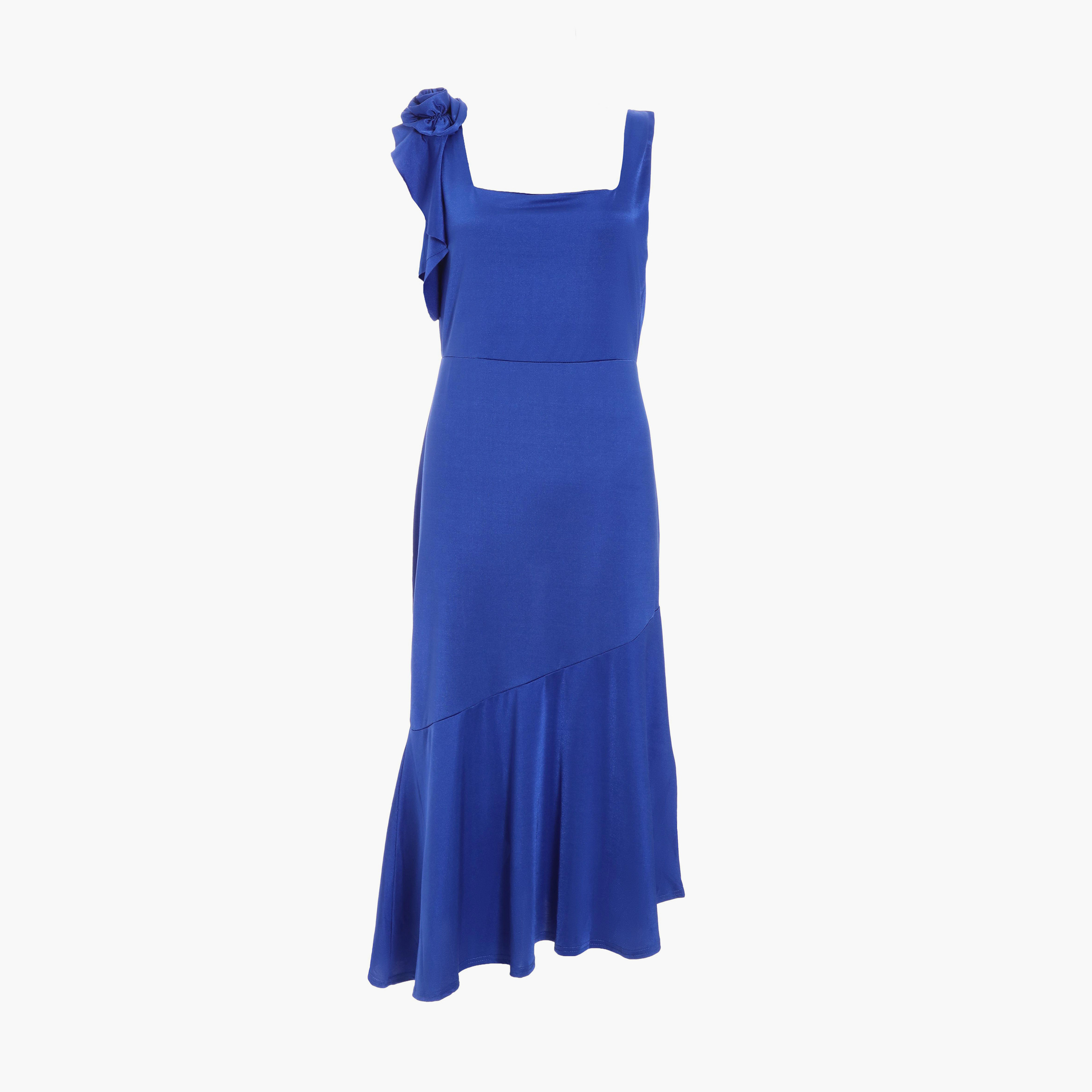 كويز- بدلة ​​مكشوفة الكتفين من قماش الكريب سكوبا باللون الأزرق الملكي-women-clothing-dresses-image-5