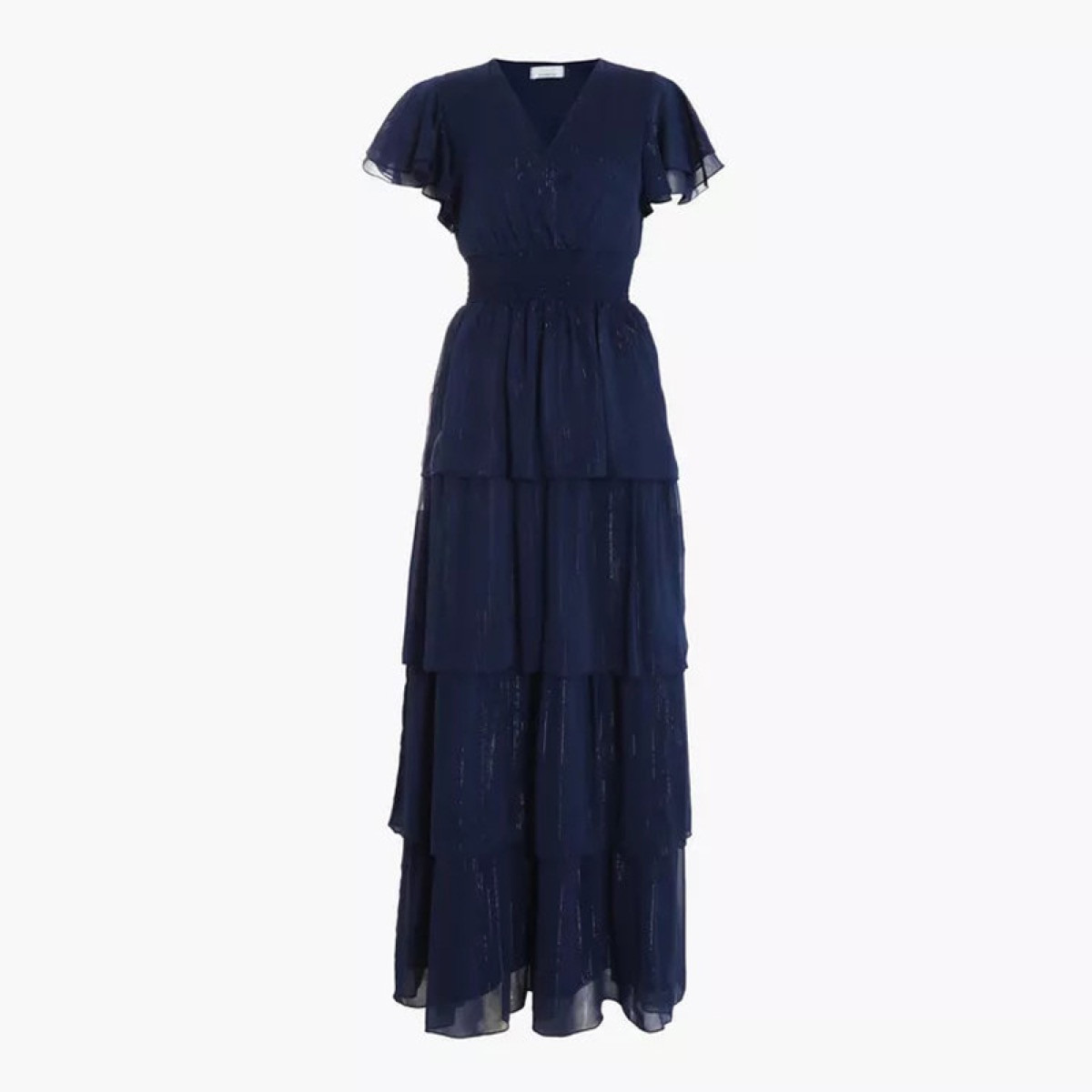 كويز-  فستان سهرة ماكسي من الشيفون البحري بطبقات-women-clothing-dresses-image-5