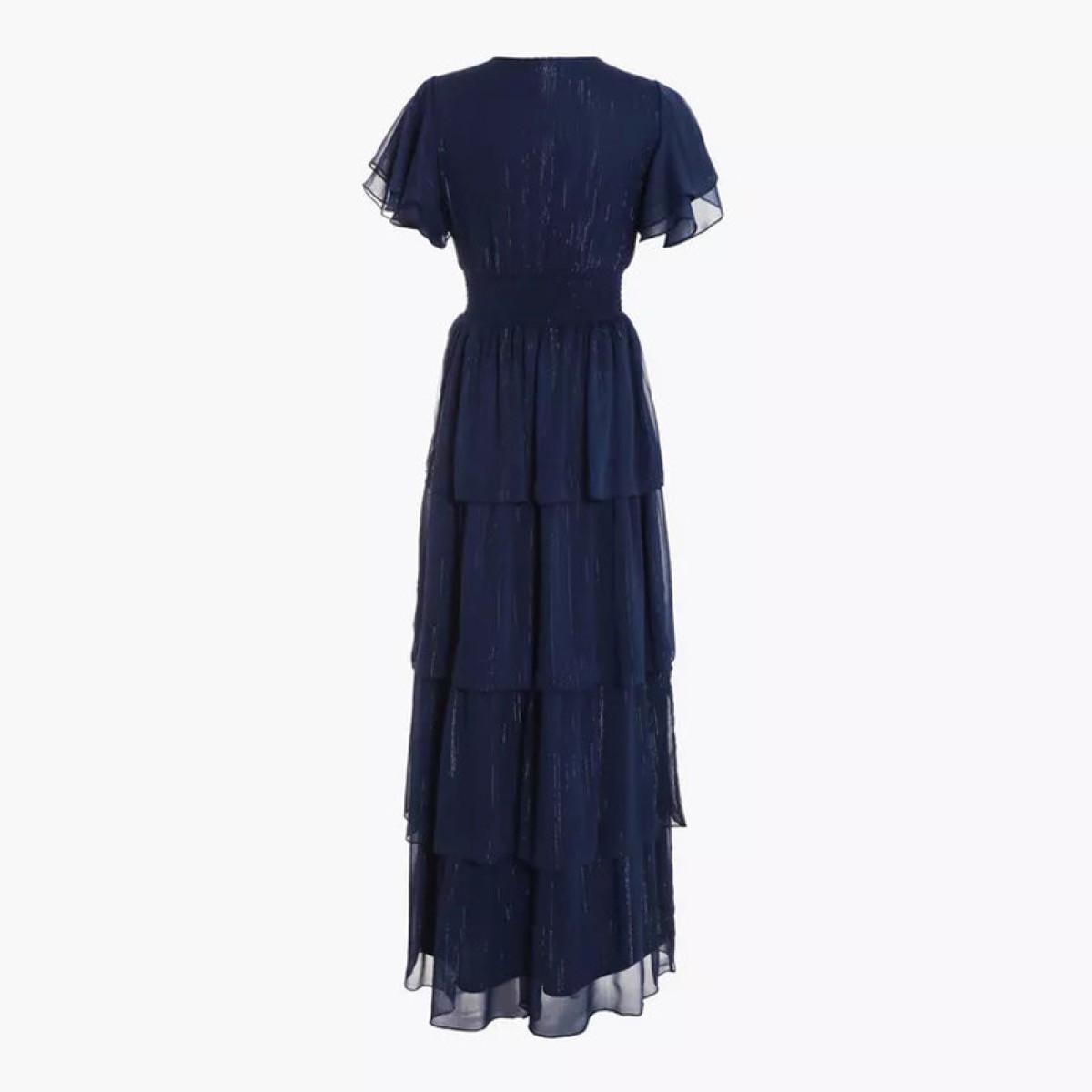 كويز-  فستان سهرة ماكسي من الشيفون البحري بطبقات-women-clothing-dresses-image-6