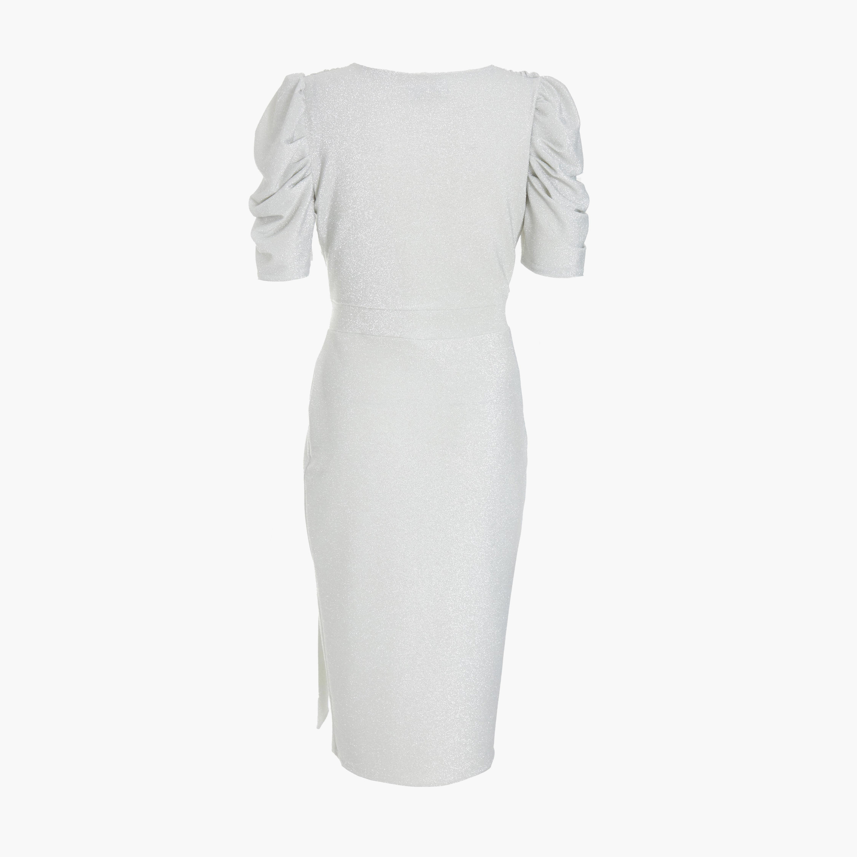 Quiz Silver Lurex Wrap Puff Sleeve Midi Dress-women-clothing-dresses-image-5