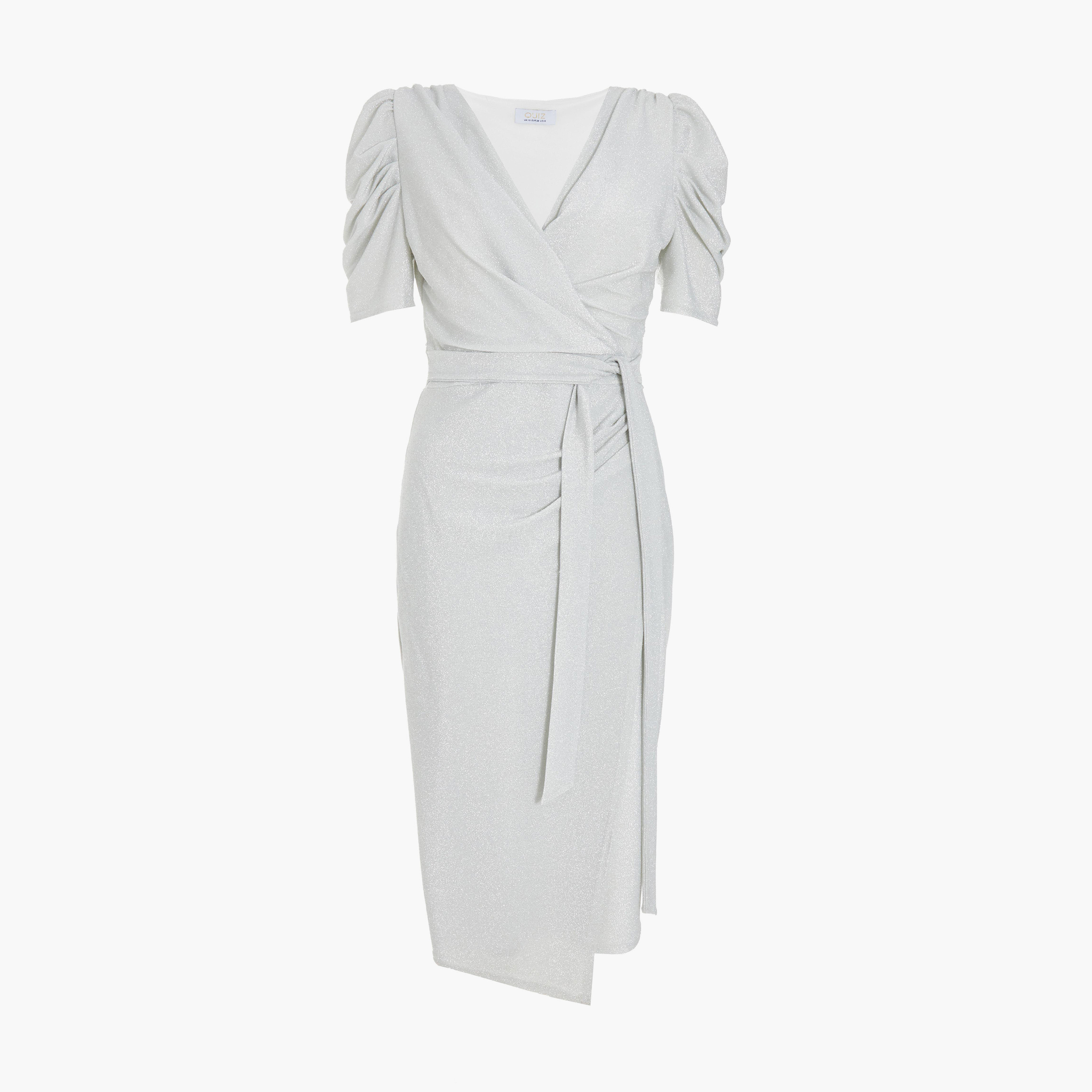 Quiz Silver Lurex Wrap Puff Sleeve Midi Dress-women-clothing-dresses-image-6