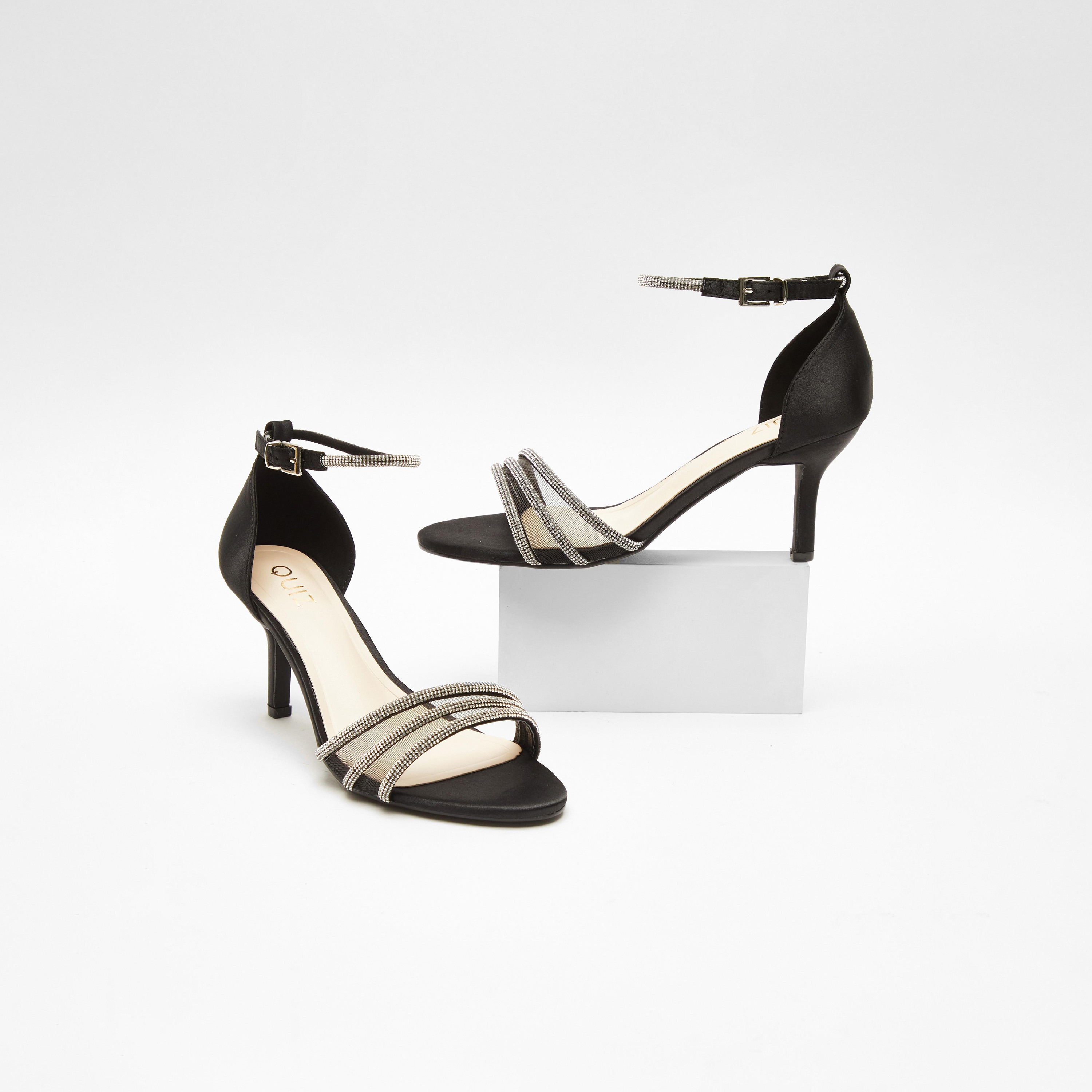صندل نسائي من كويز بكعب شبكي ديامانتي مع حزام للكاحل-women-shoes-heels-image-1