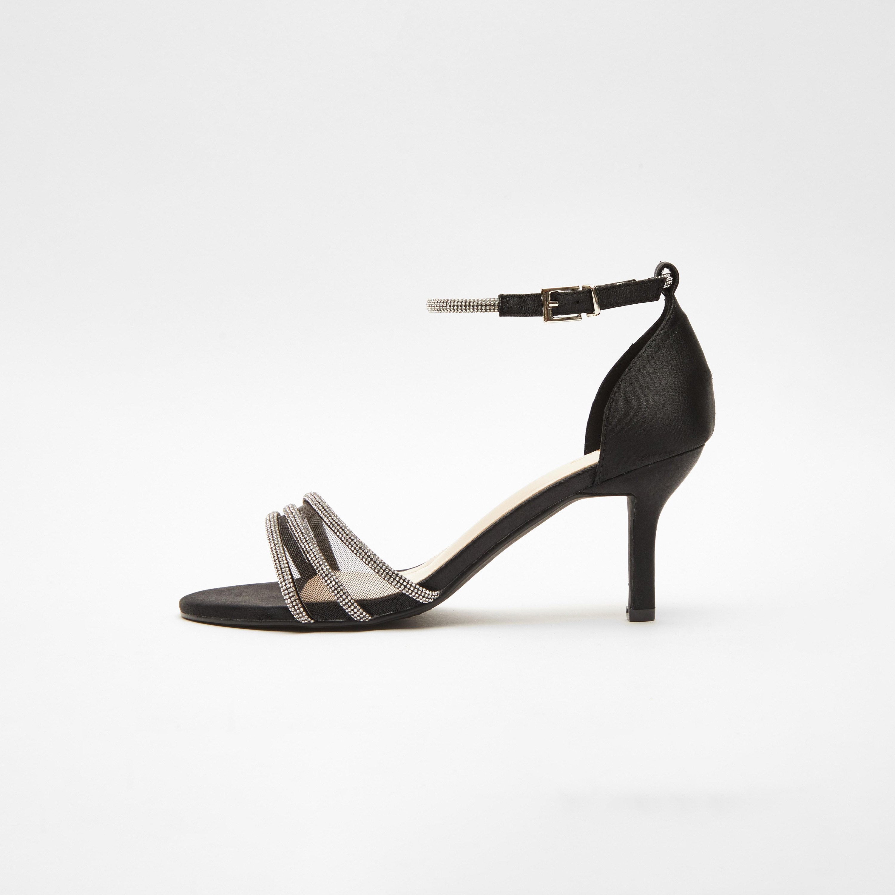 Quiz Women's Diamante Mesh Heel Sandals with Ankle Strap-women-shoes-heels-image-4