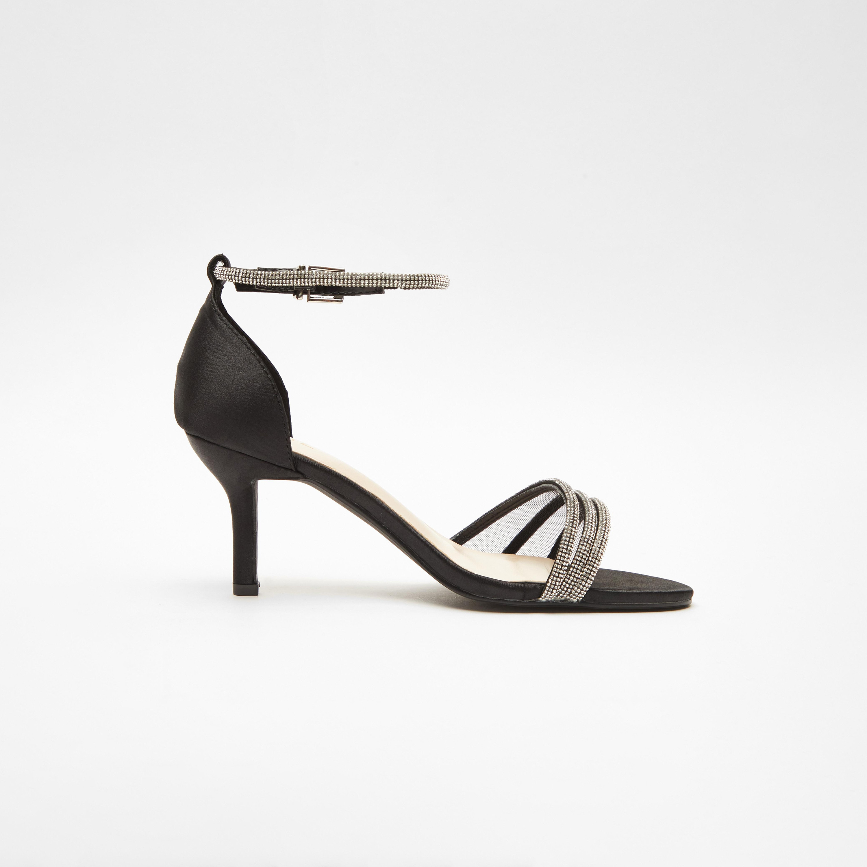 Quiz Women's Diamante Mesh Heel Sandals with Ankle Strap-women-shoes-heels-image-6