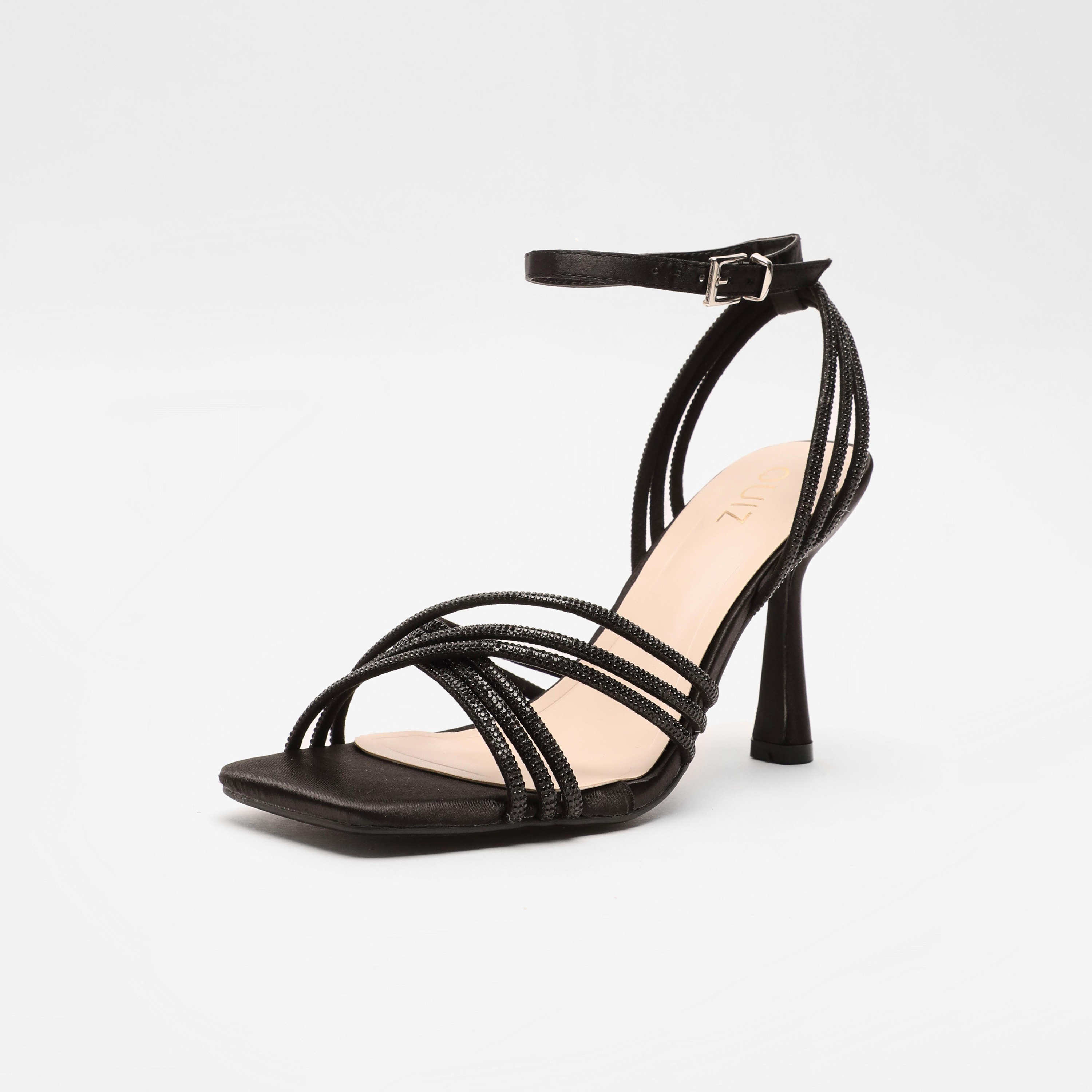 Quiz Women's Diamante Cross Strap Heel Sandals-women-shoes-heels-image-1