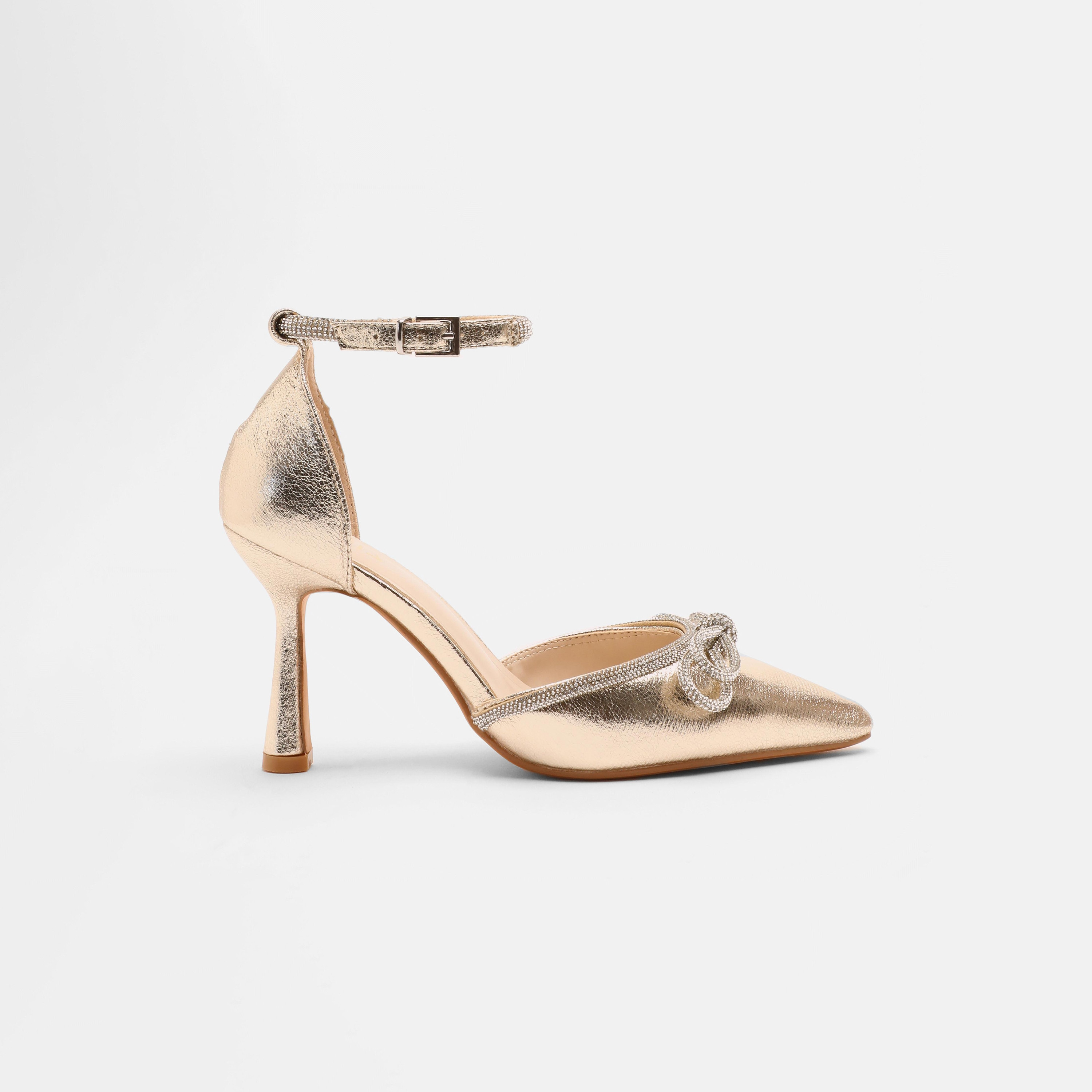 حذاء نسائي ذو كعب سميك بفيونكة ديامانتي مع حزام للكاحل من كويز-women-shoes-heels-image-3