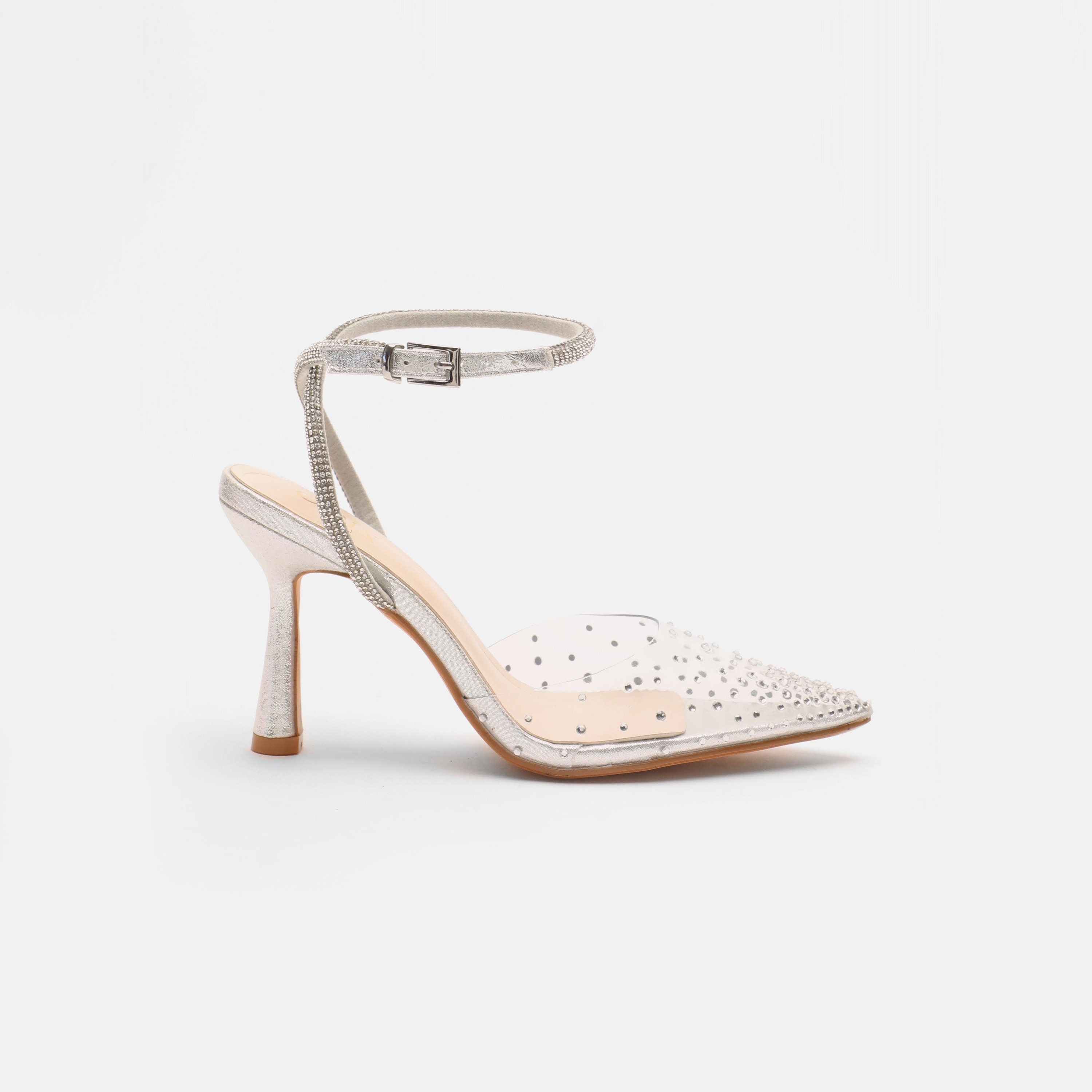 صندل نسائي من كويز بكعب صغير وشريط للكاحل مع كريستالية| 00100039895-women-shoes-heels-image-2
