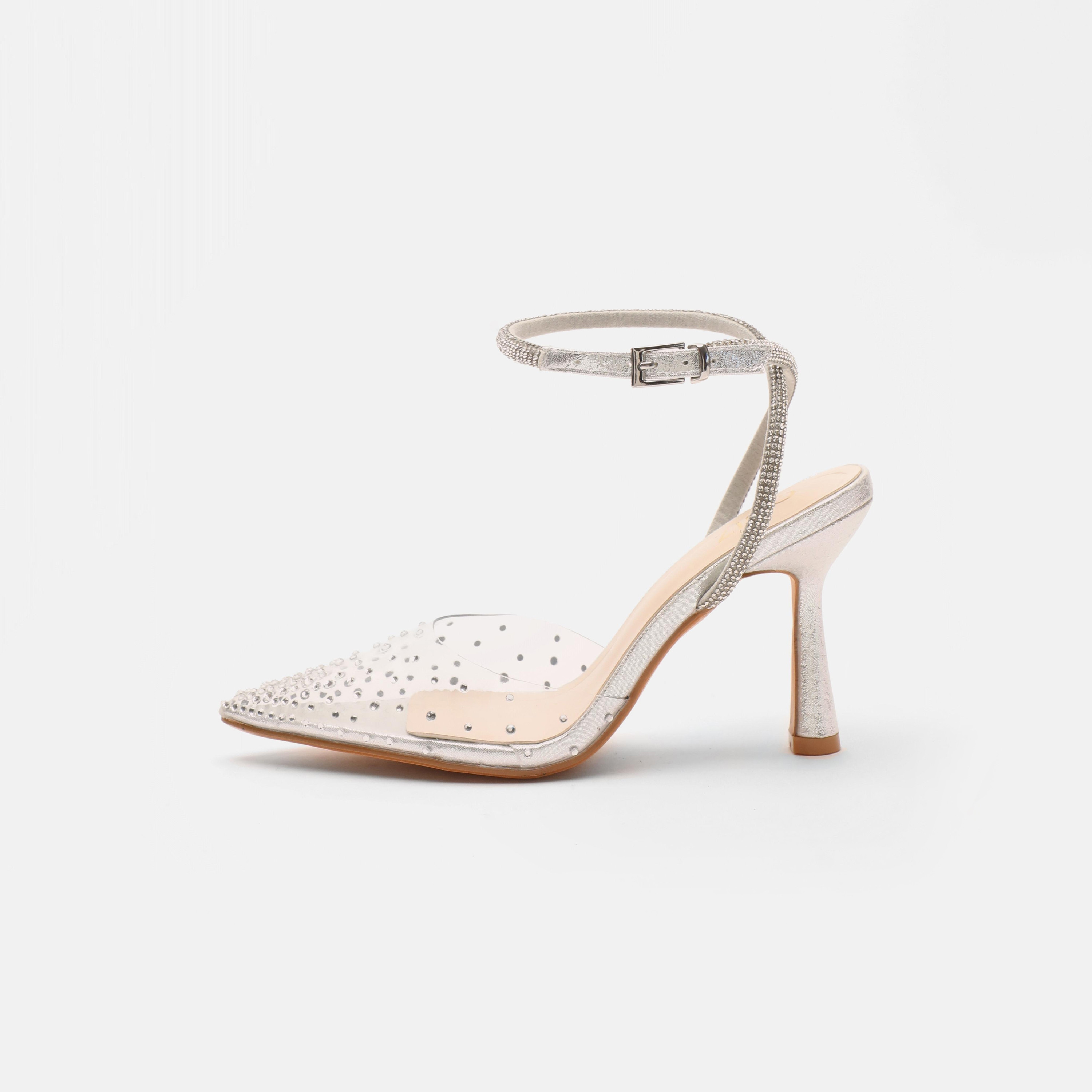 صندل نسائي من كويز بكعب صغير وشريط للكاحل مع كريستالية| 00100039895-women-shoes-heels-image-3
