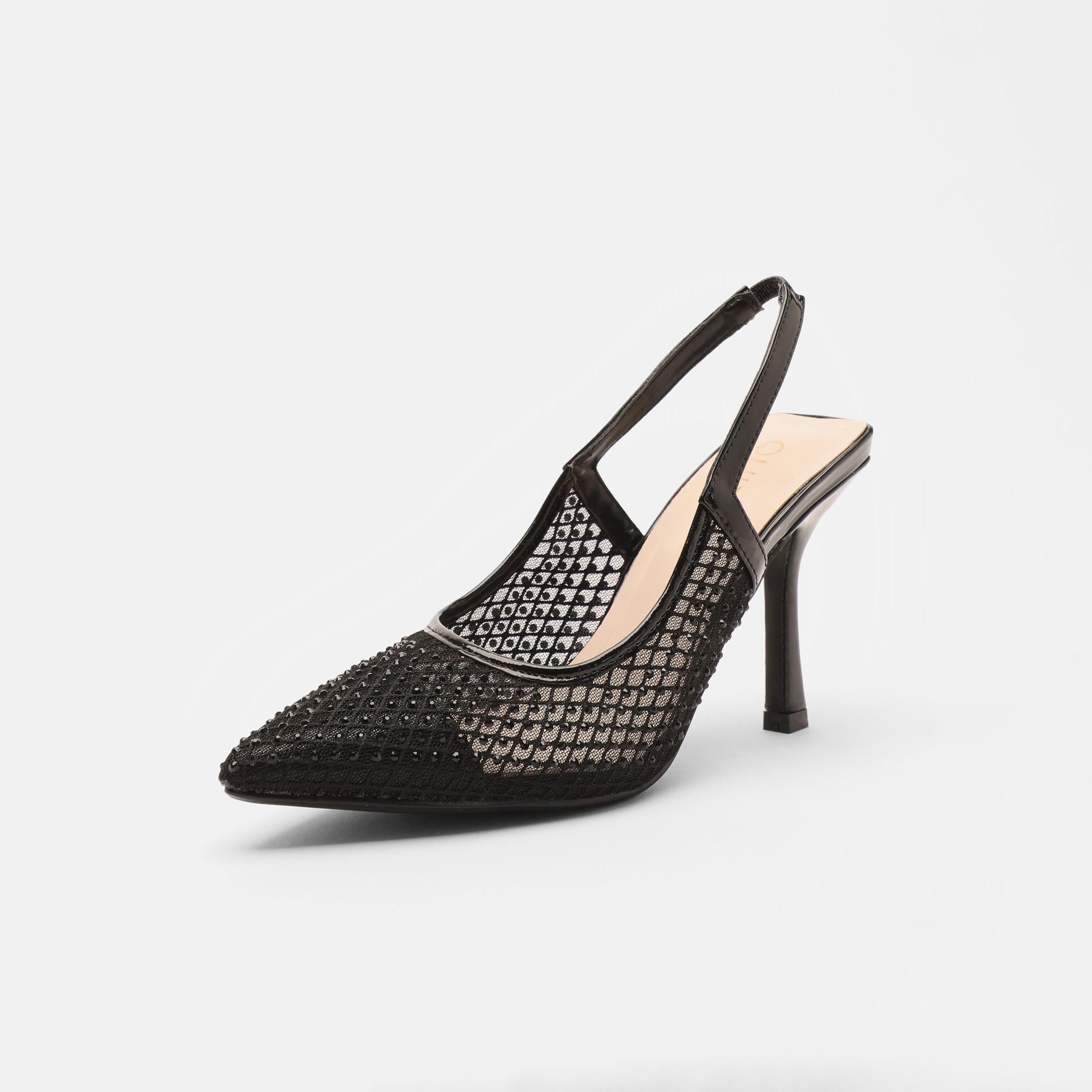 حذاء نسائي شبكي من كويز بكعب خلفي من ديامانتي-women-shoes-heels-image-1