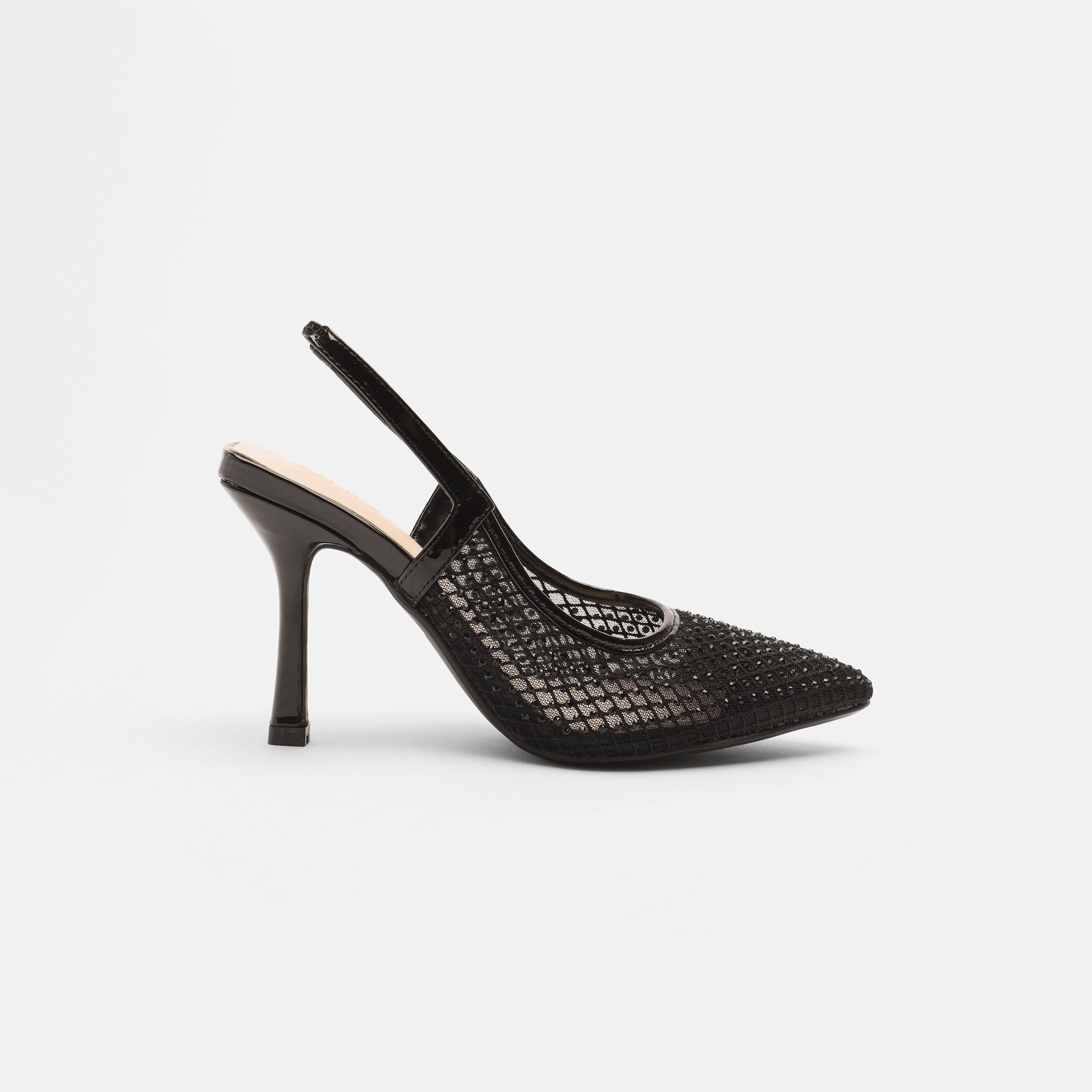 حذاء نسائي شبكي من كويز بكعب خلفي من ديامانتي-women-shoes-heels-image-2