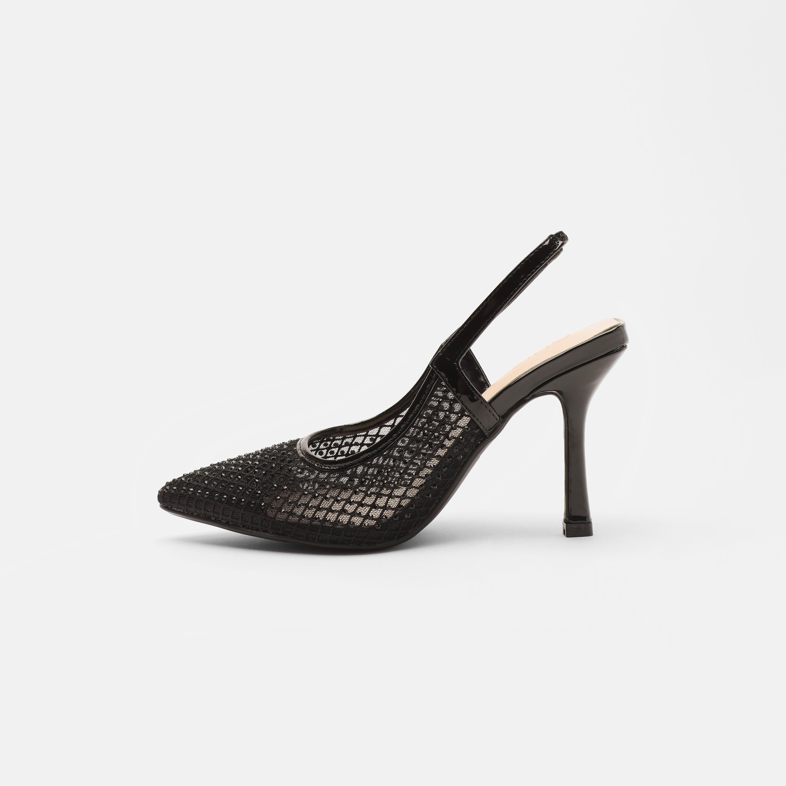 حذاء نسائي شبكي من كويز بكعب خلفي من ديامانتي-women-shoes-heels-image-3