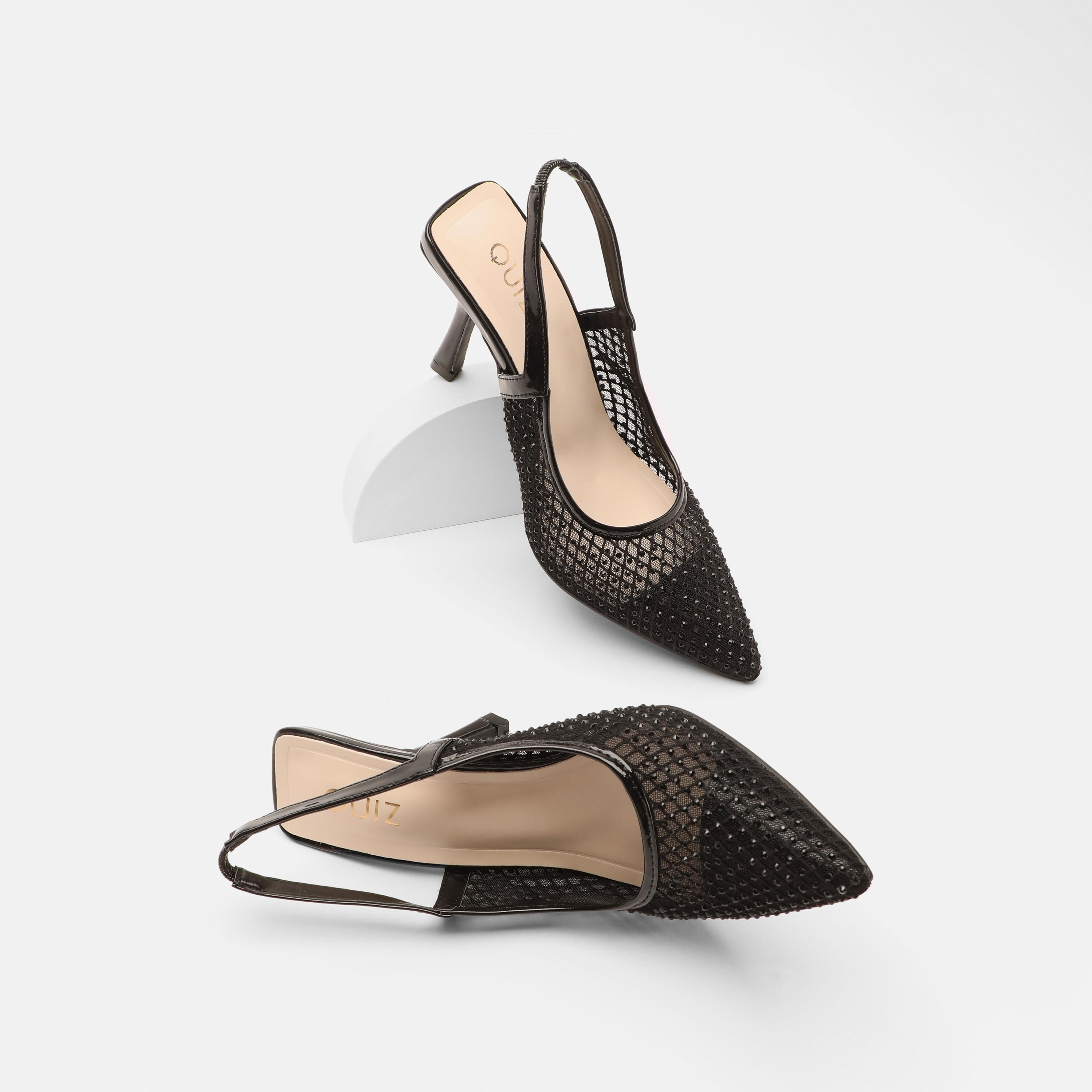 Quiz Women's Mesh Diamante Slingback Court Heels-women-shoes-heels-image-4