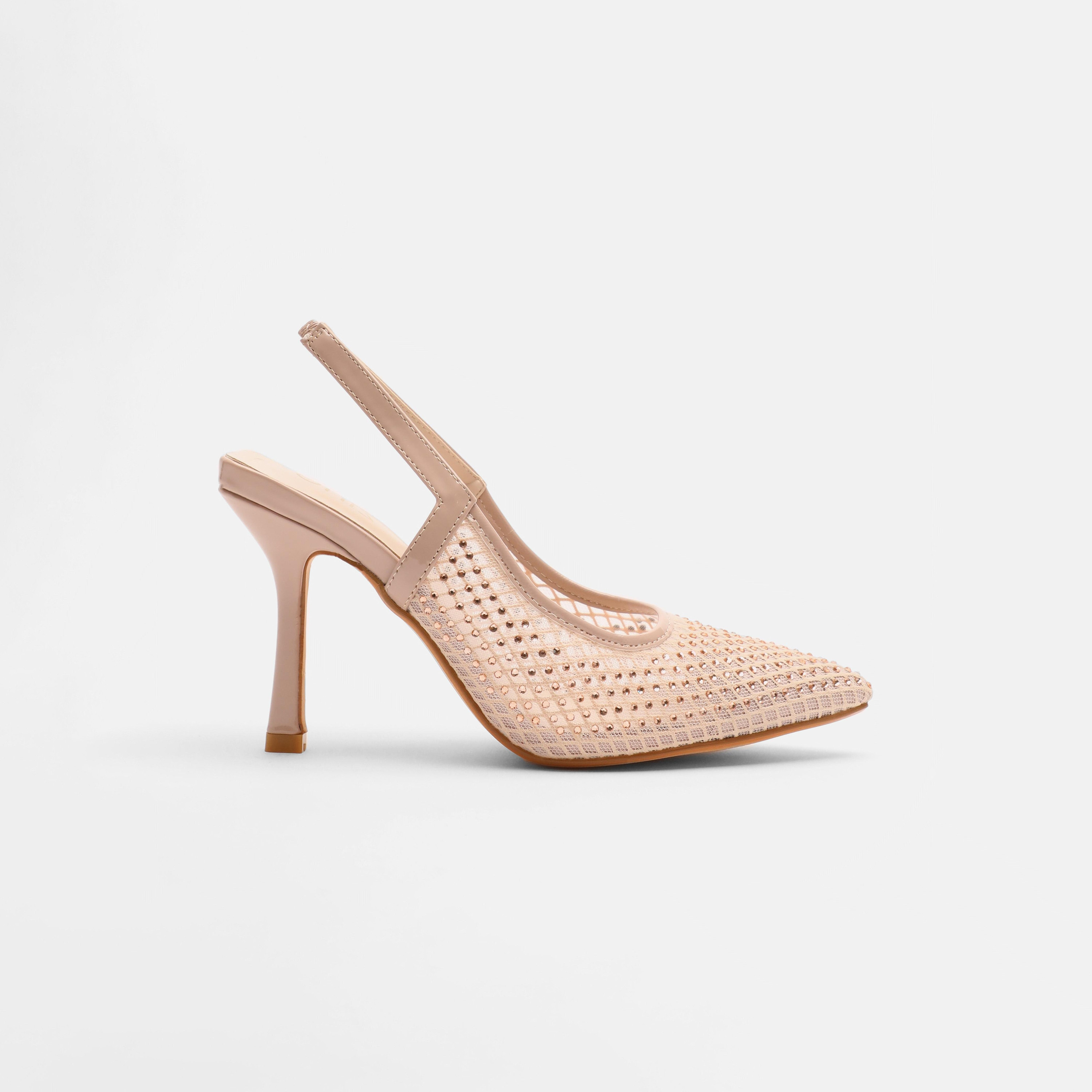 Quiz Women's Mesh Diamante Slingback Court Heels-women-shoes-heels-image-2