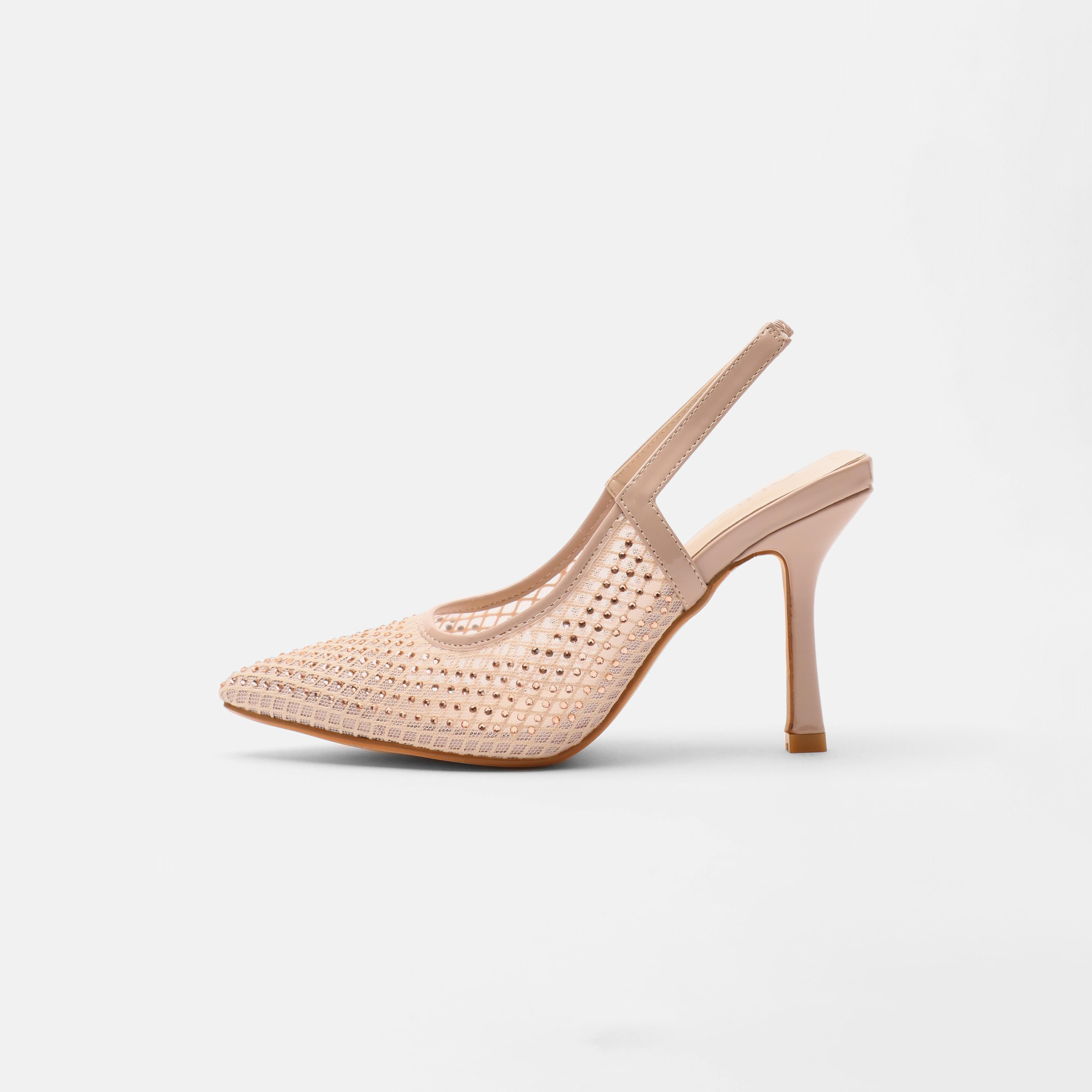 Quiz Women's Mesh Diamante Slingback Court Heels-women-shoes-heels-image-3