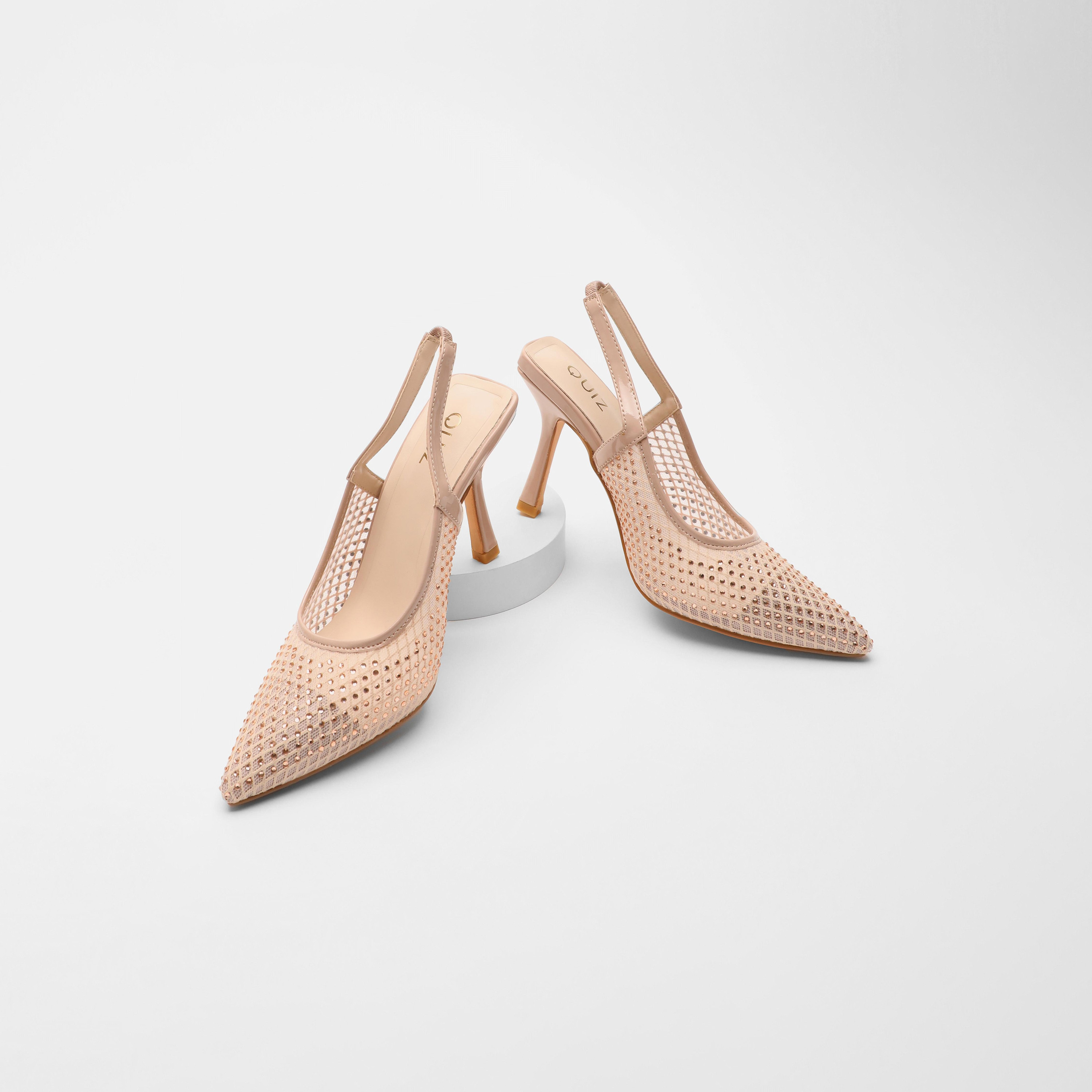 Quiz Women's Mesh Diamante Slingback Court Heels-women-shoes-heels-image-4