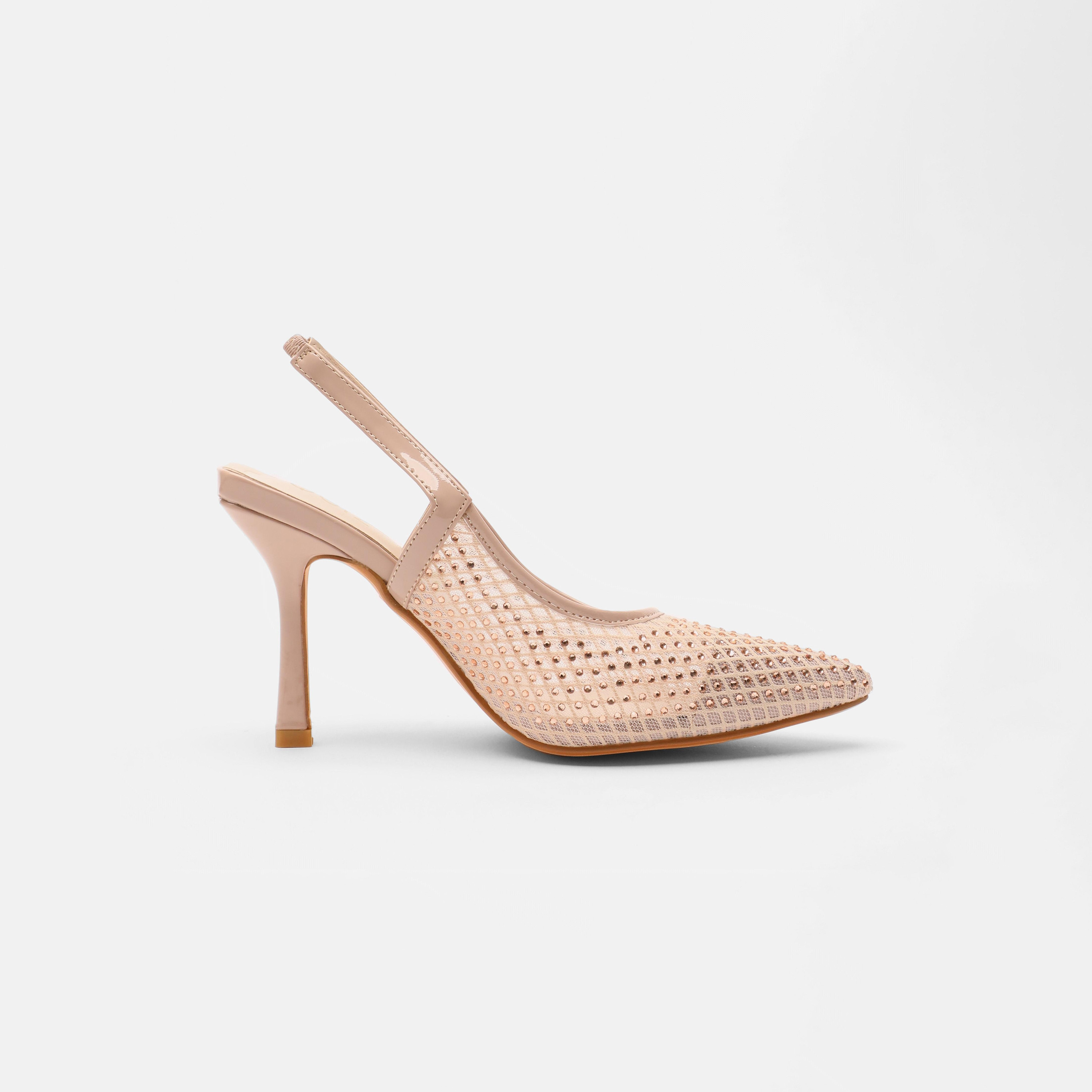 Quiz Women's Mesh Diamante Slingback Court Heels-women-shoes-heels-image-6