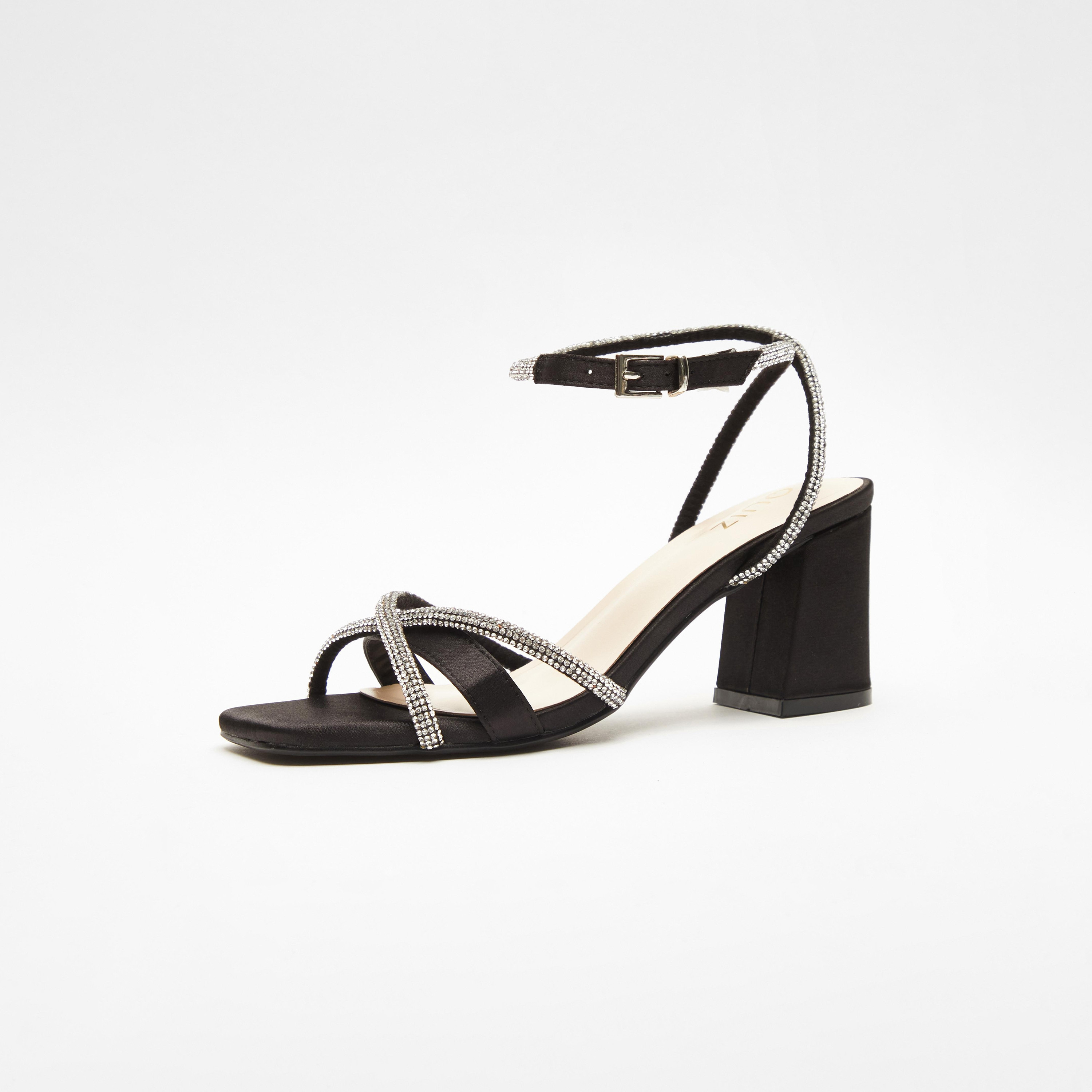 Quiz Women's Diamante Block Heel Sandals -women-shoes-heels-image-1