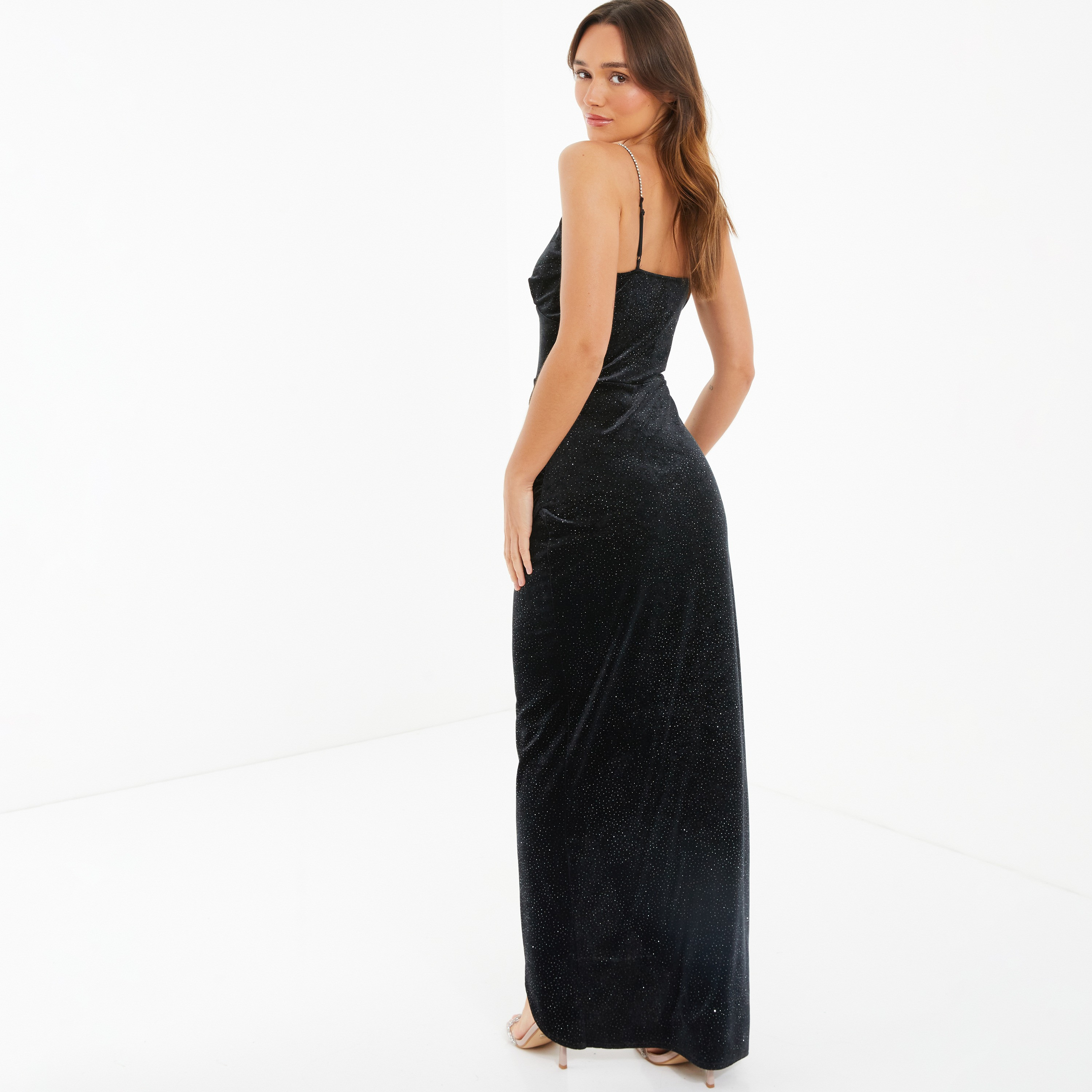Quiz Glitter Shoulder Strap Slit Maxi Dress-women-clothing-dresses-image-4