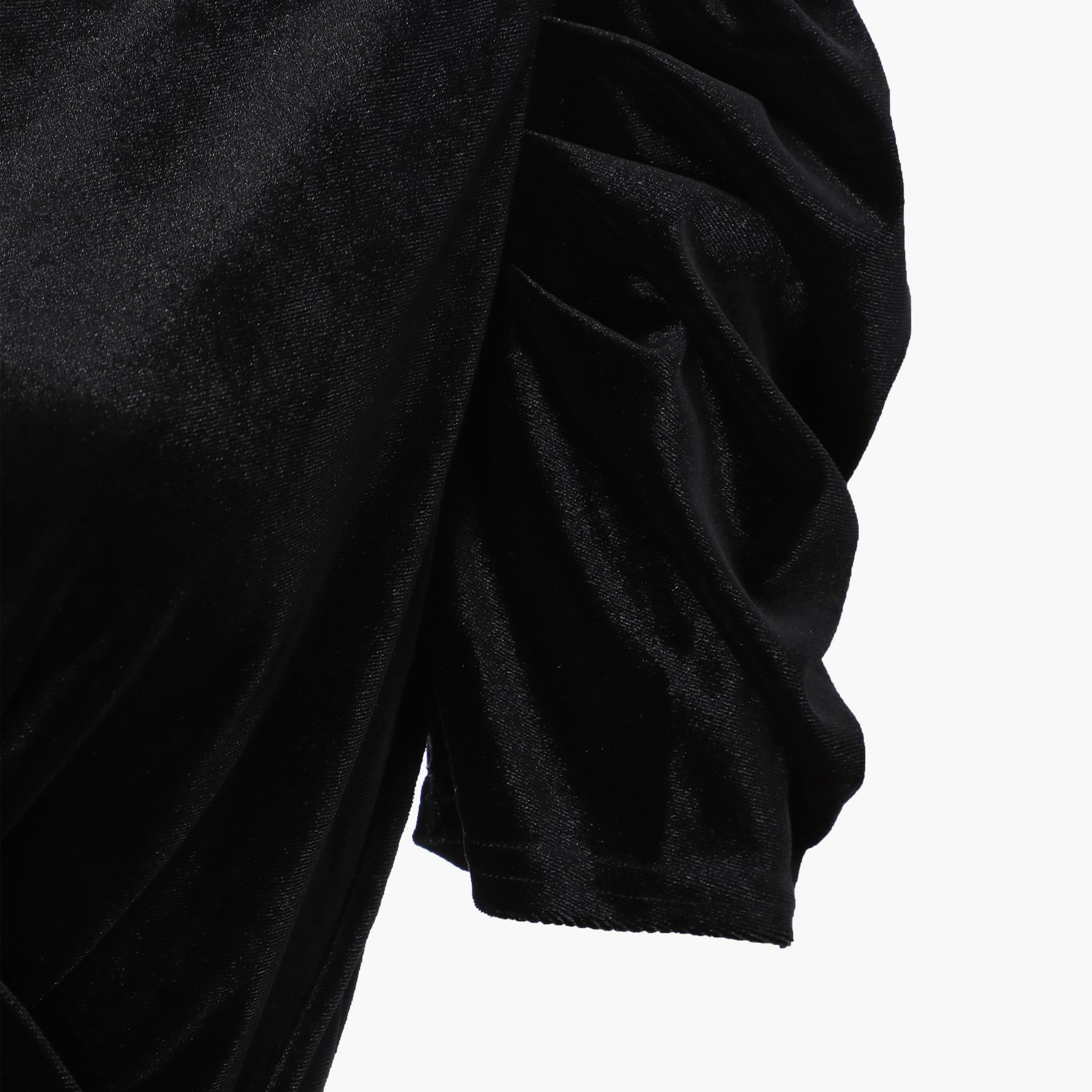 Quiz Black Velvet Wrap Maxi Evening Dress with Puff Sleeve Evening Dress-women-clothing-dresses-image-4