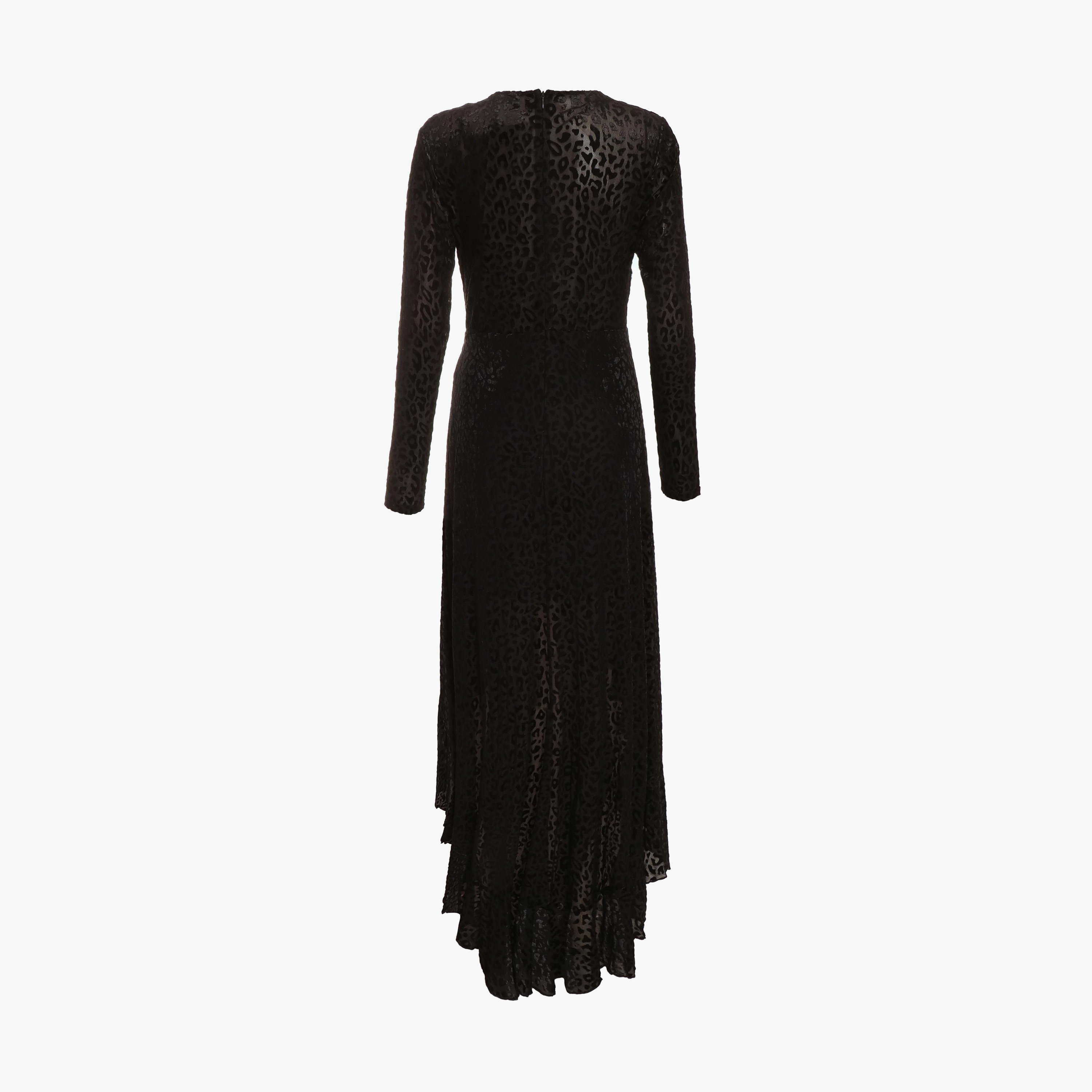Quiz Black Animal Velvet V-Neck Long Sleeve Ruffle Maxi Evening Dress-women-clothing-dresses-image-6