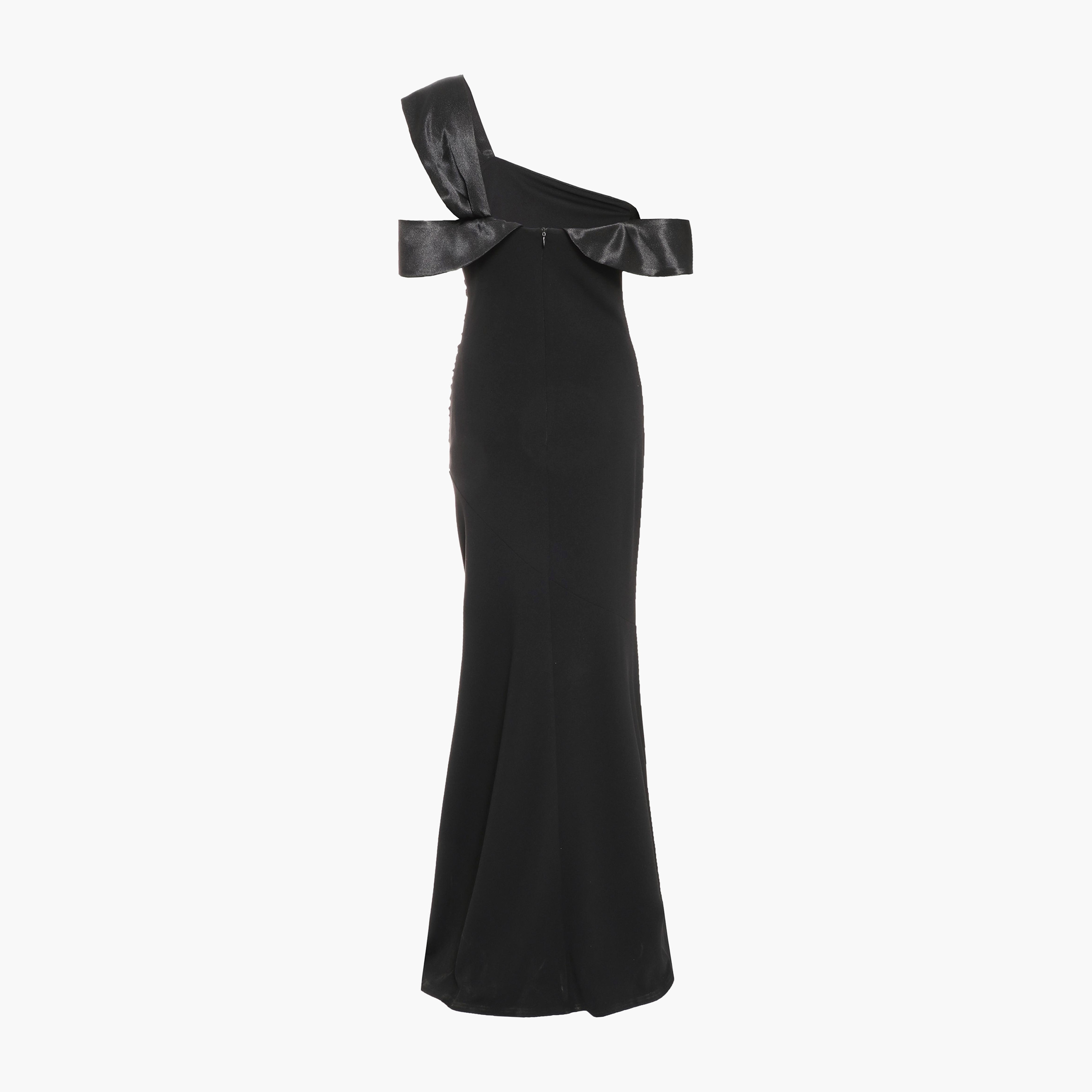Quiz Black Scuba Crepe Satin Trim Evening Women's Maxi Dress-women-clothing-dresses-image-6