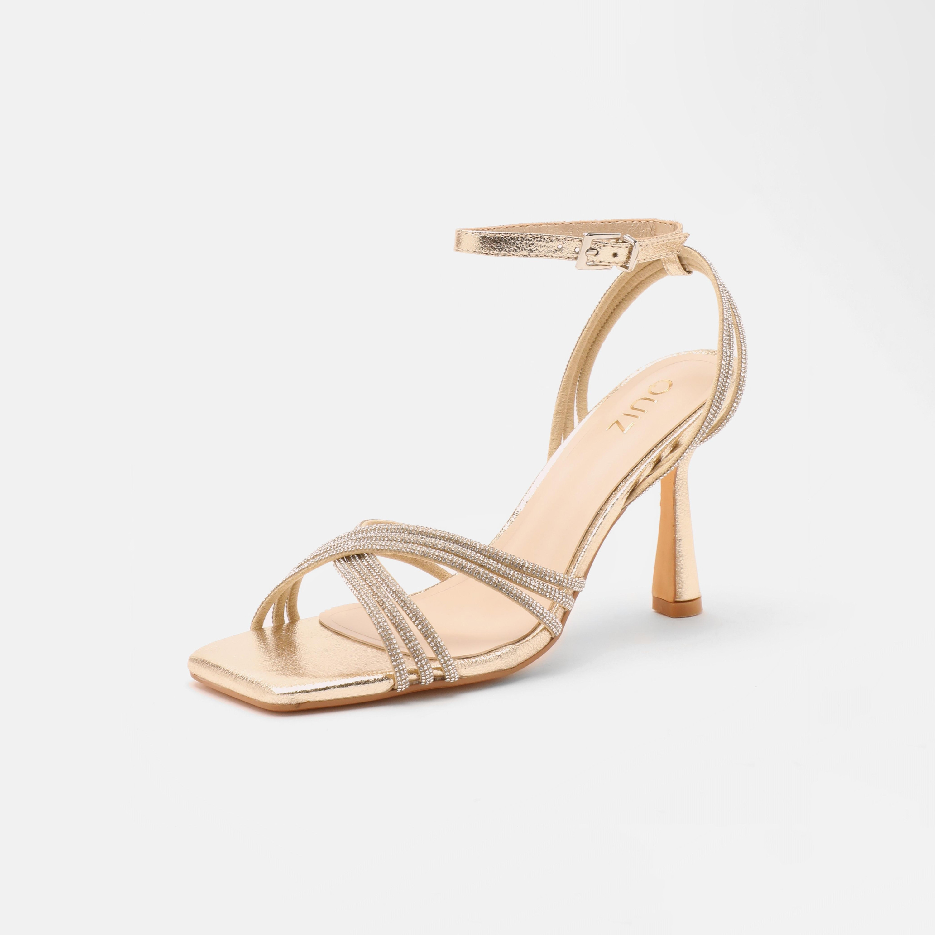 Quiz Women's Diamante Cross Strap Stiletto Heel Sandals-women-shoes-heels-image-1