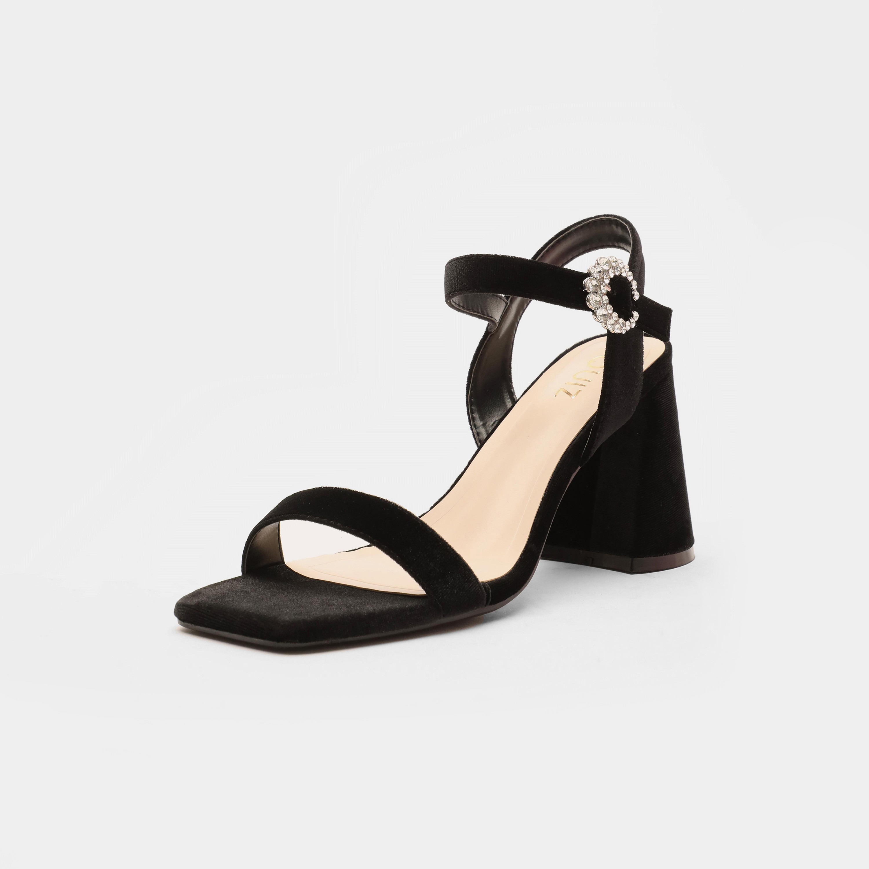 صنادل نسائية بكعب عريض ورباط للكاحل من كويز | 00100040069-women-shoes-heels-image-1