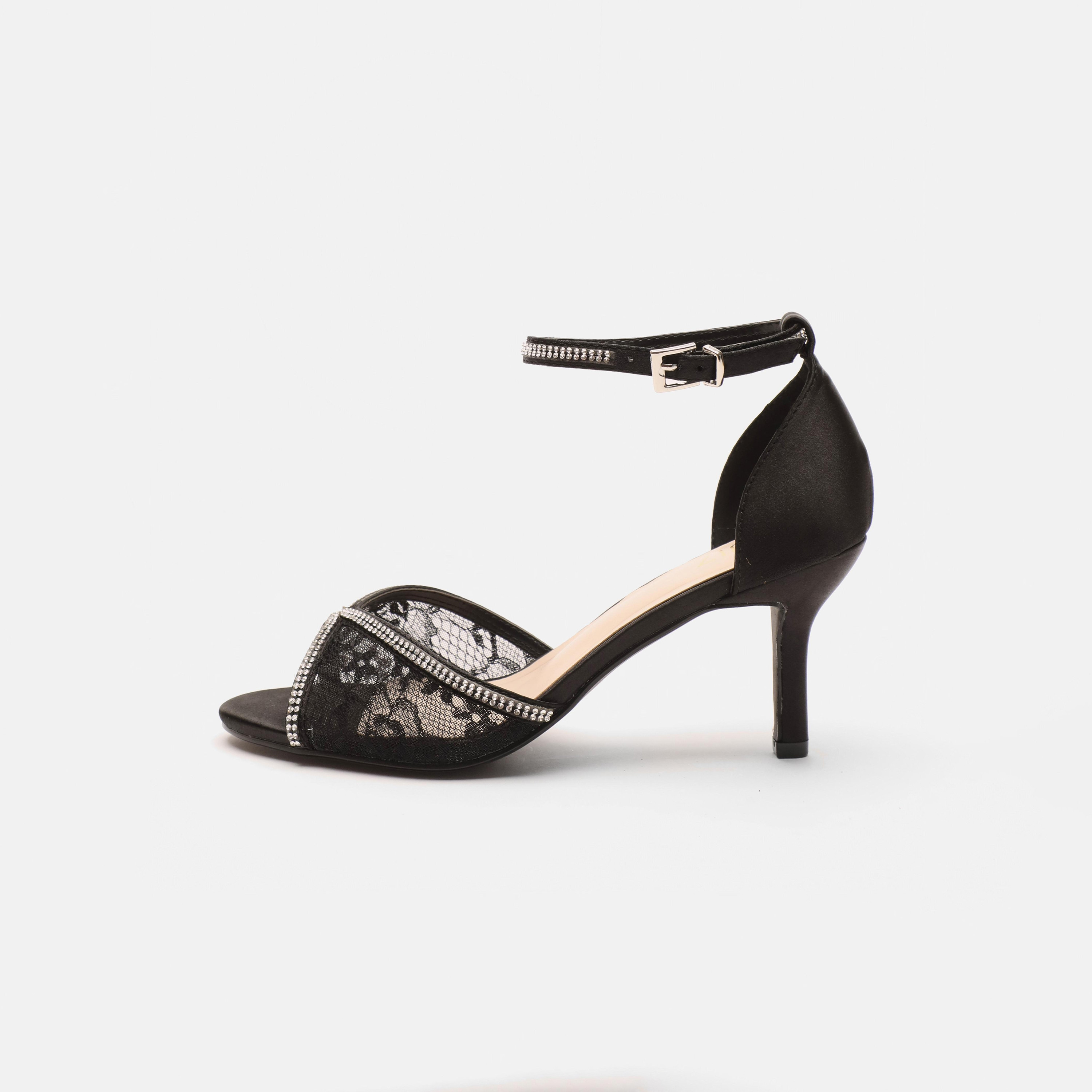 صندل نسائي بكعب ستيليتو ذو دانتيل أمامي مع ديامانتي من كويز-women-shoes-heels-image-2