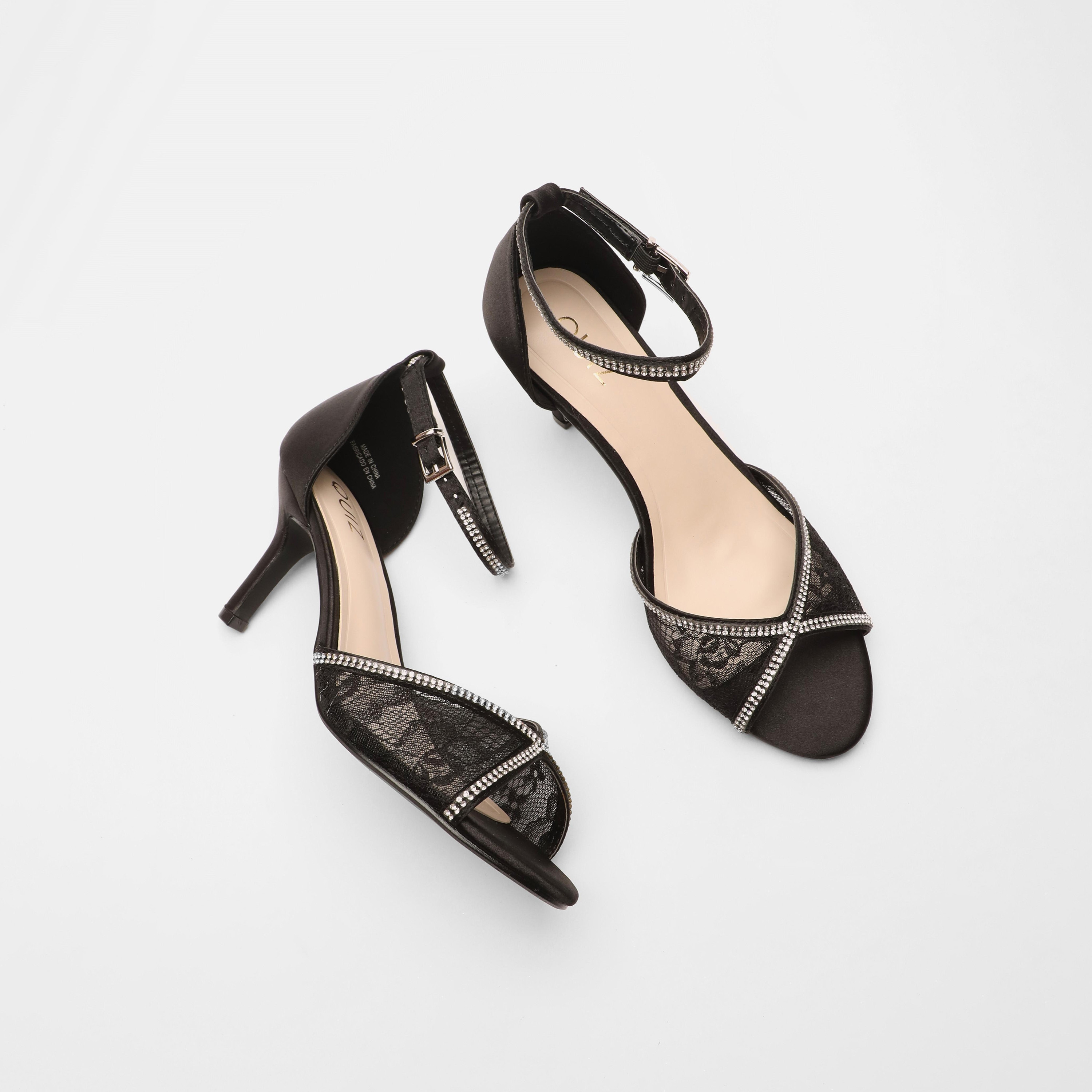 صندل نسائي بكعب ستيليتو ذو دانتيل أمامي مع ديامانتي من كويز-women-shoes-heels-image-4