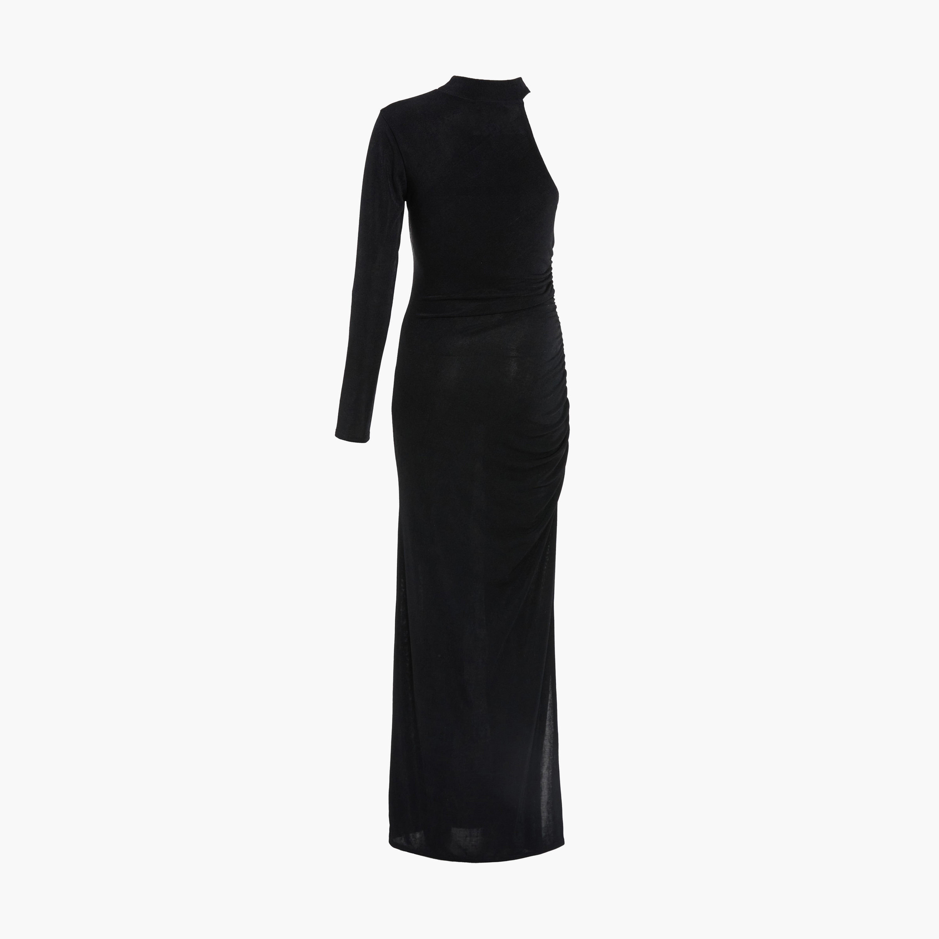 Quiz Black Slinky One Sleeve Maxi Dress-women-clothing-dresses-image-5