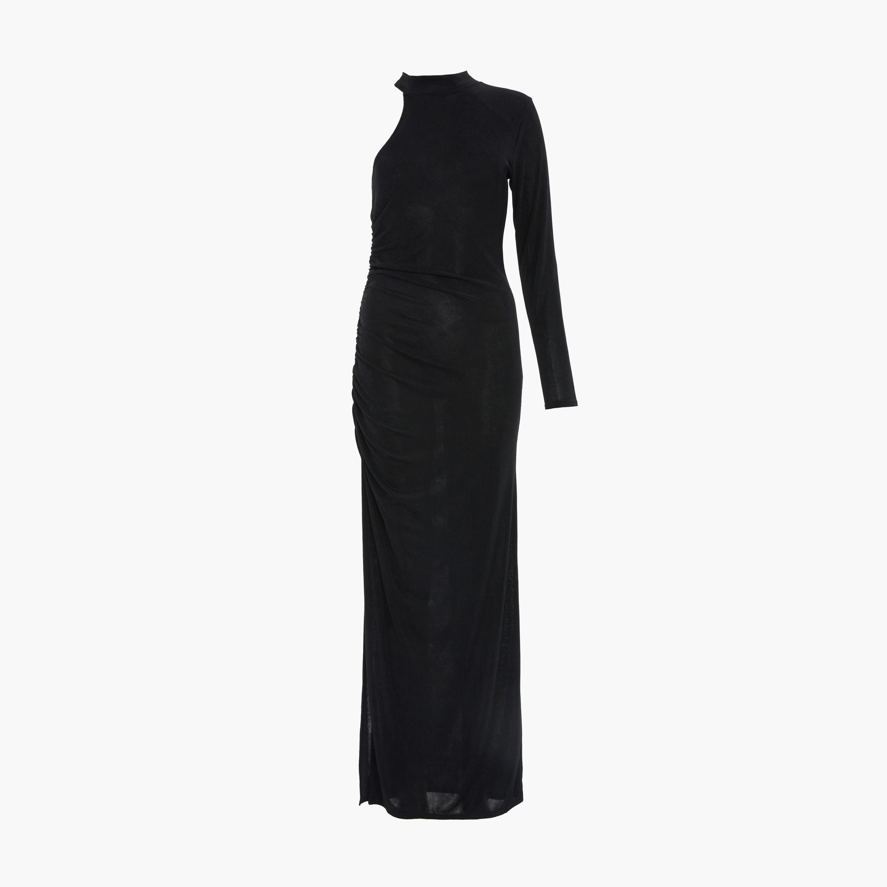 Quiz Black Slinky One Sleeve Maxi Dress-women-clothing-dresses-image-6