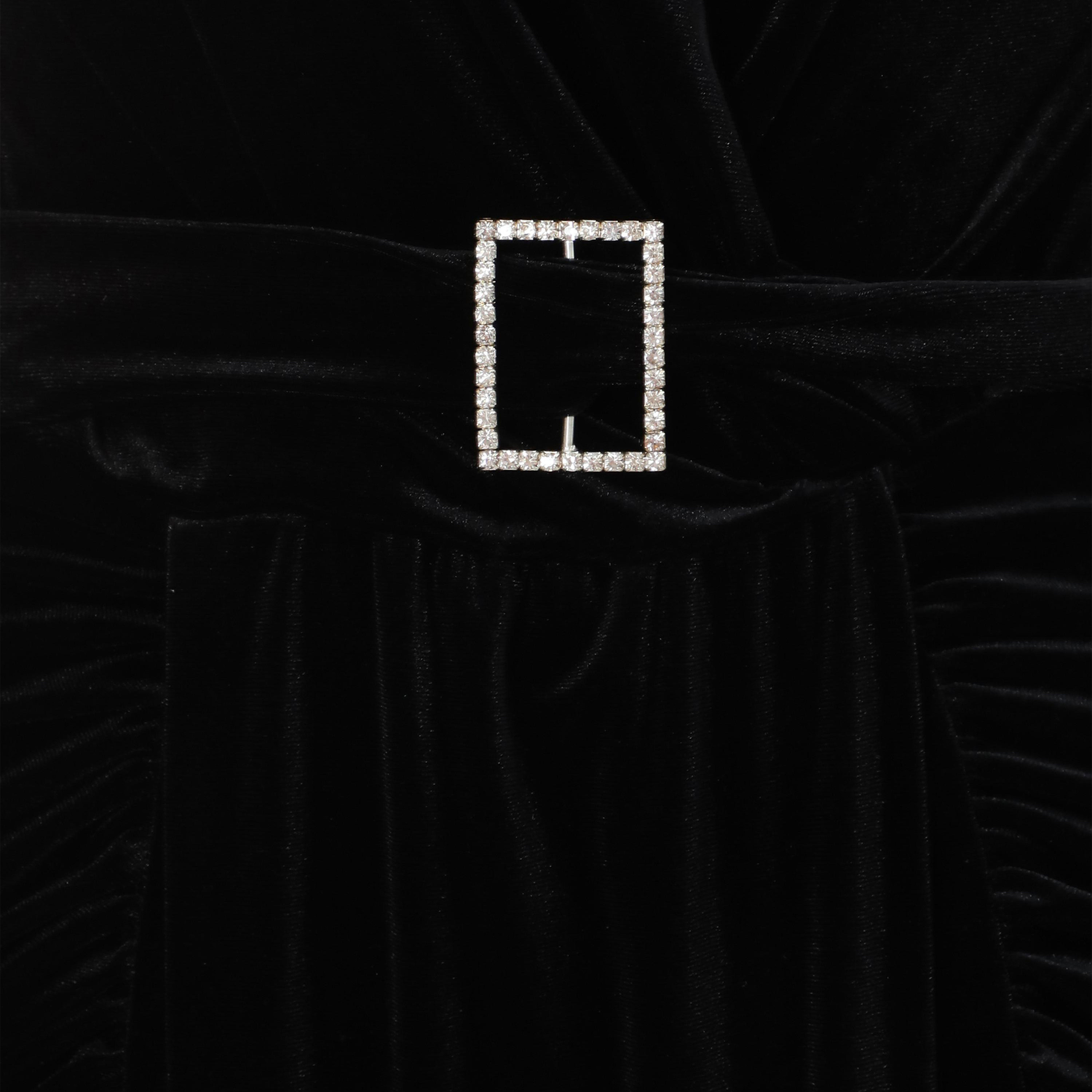 Quiz Black Velvet Buckle Detail Long Sleeve Maxi Evening Dress-women-clothing-dresses-image-4