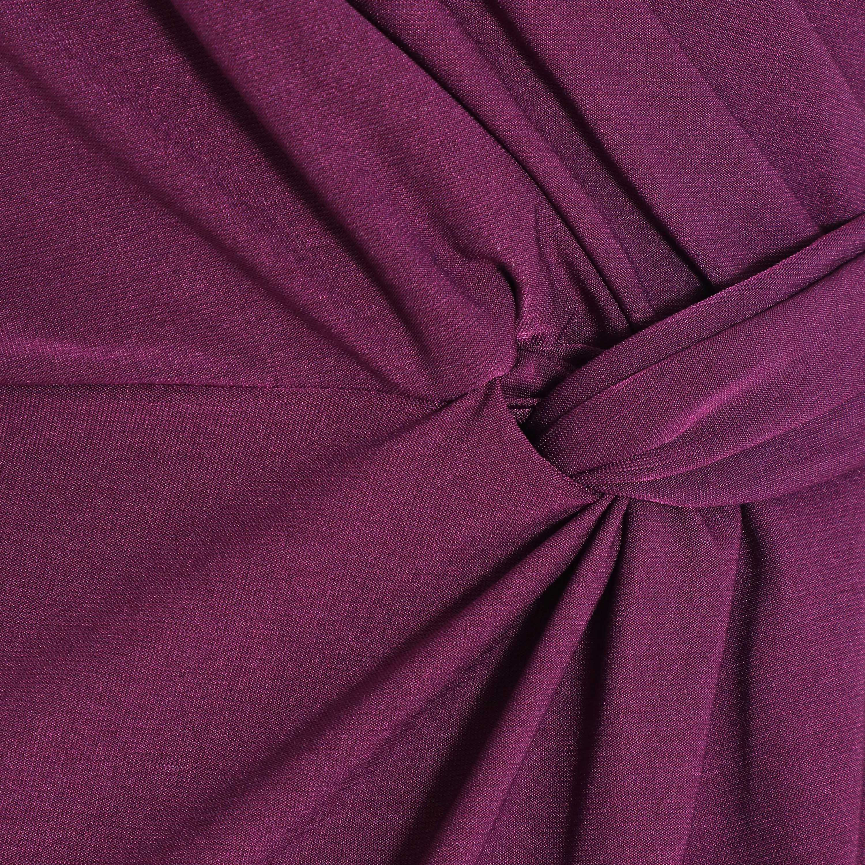 Quiz Plum Slinky Knot Detail Midi Wrap Dress-women-clothing-dresses-image-4