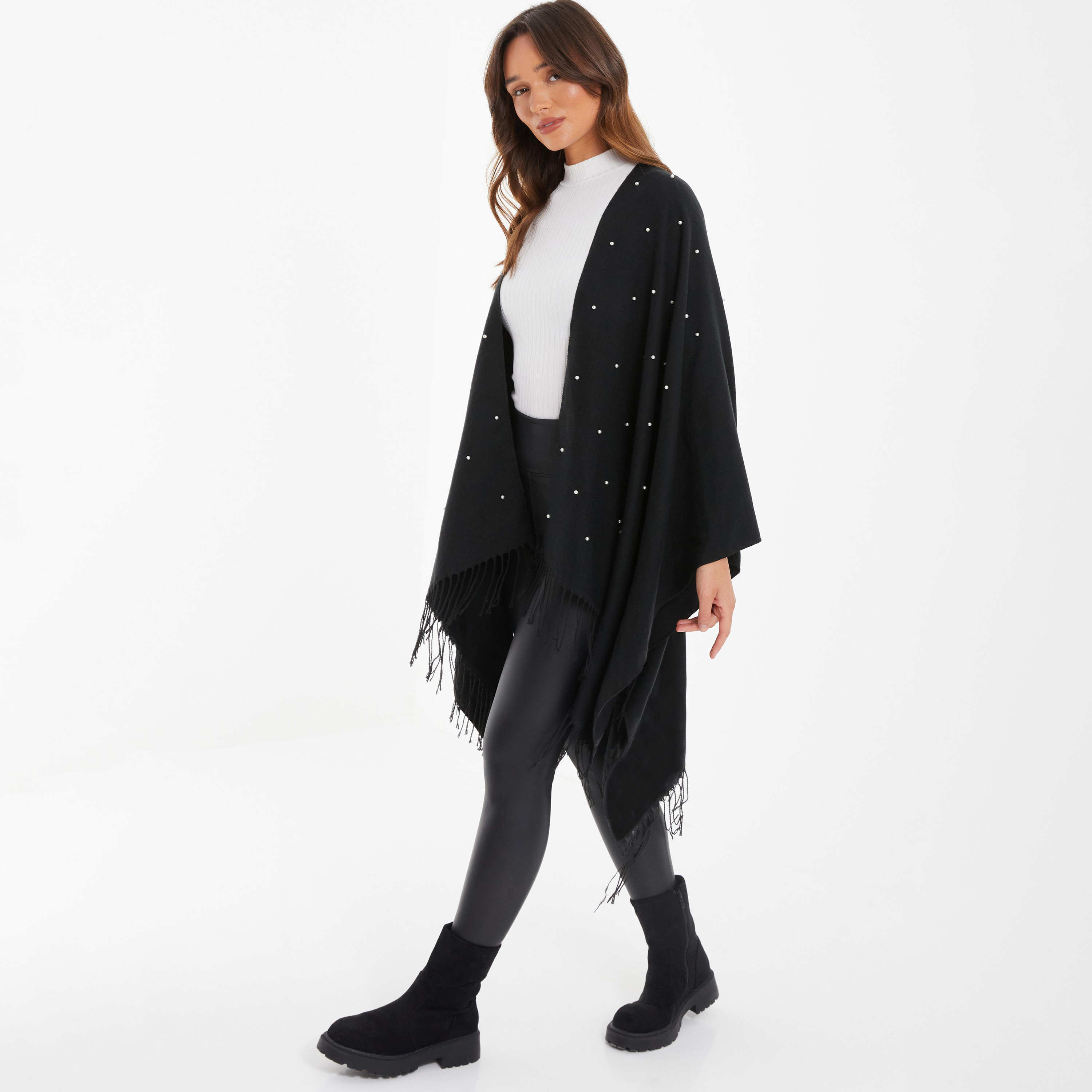 كويز عباءة نسائية مفتوحة من الأمام باللون الأسود من بيرل-women-clothing-shirtsandblouses-blouses-image-2