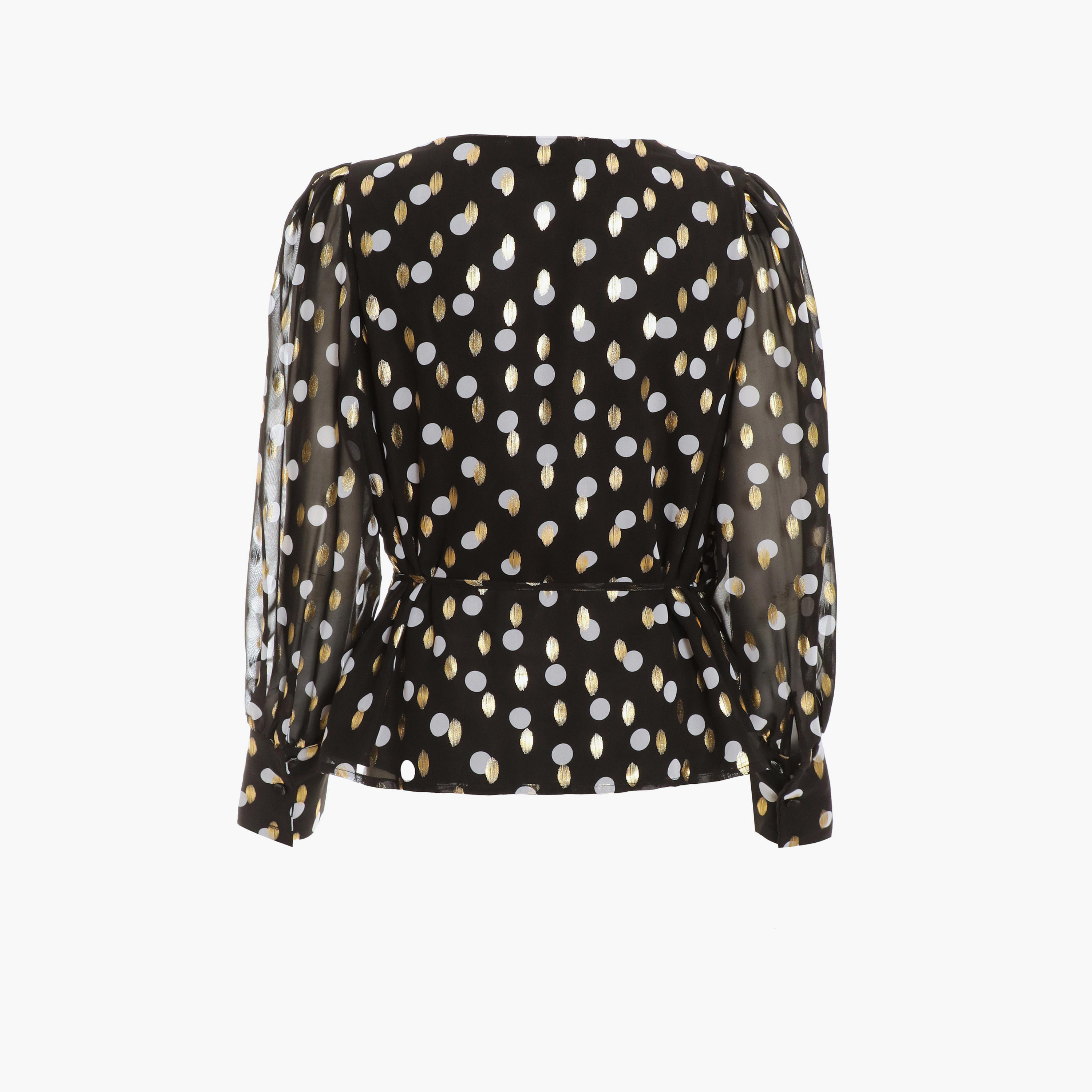 Quiz Black Chiffon Gold Spot Wrap Top-women-clothing-shirtsandblouses-shirts-image-5