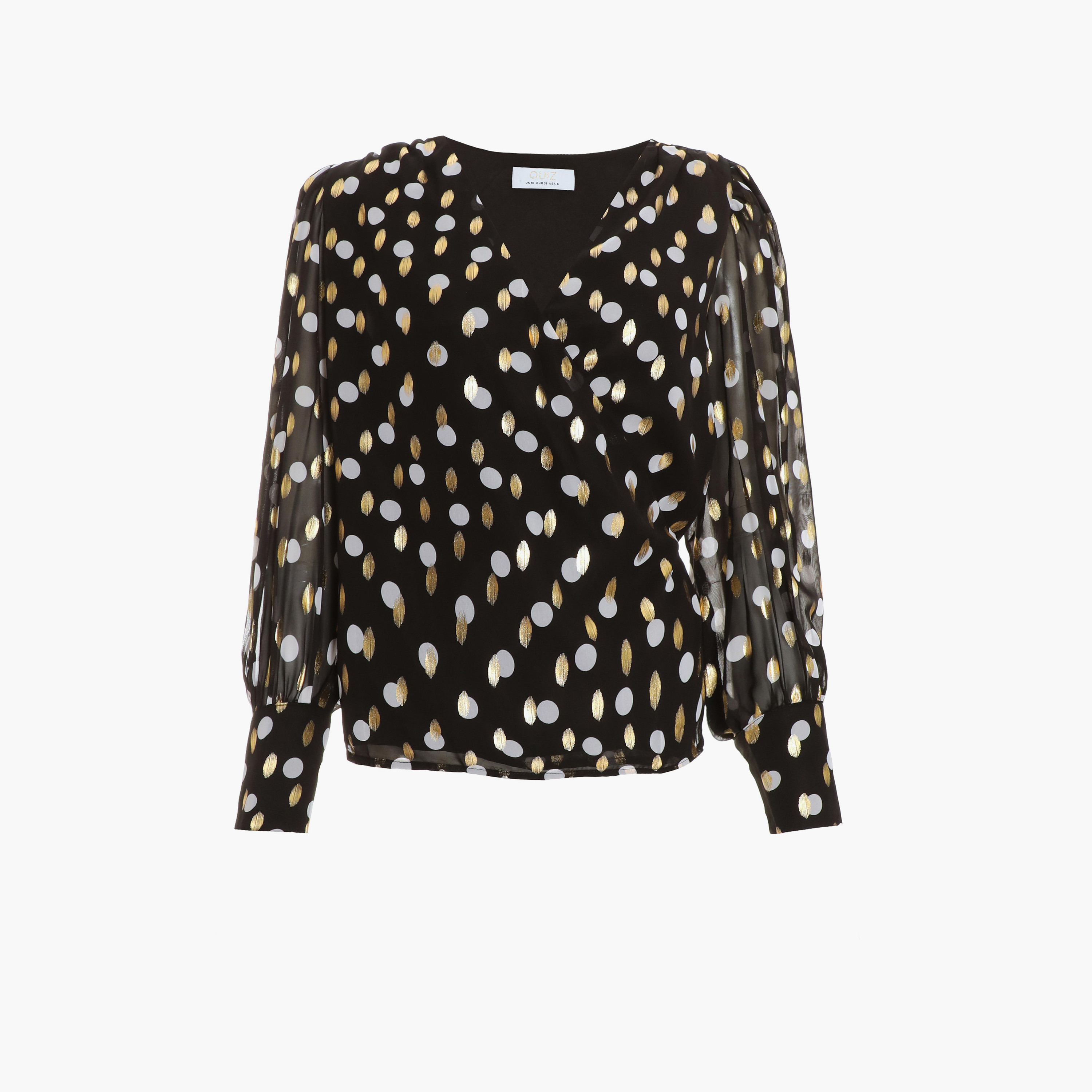 Quiz Black Chiffon Gold Spot Wrap Top-women-clothing-shirtsandblouses-shirts-image-6