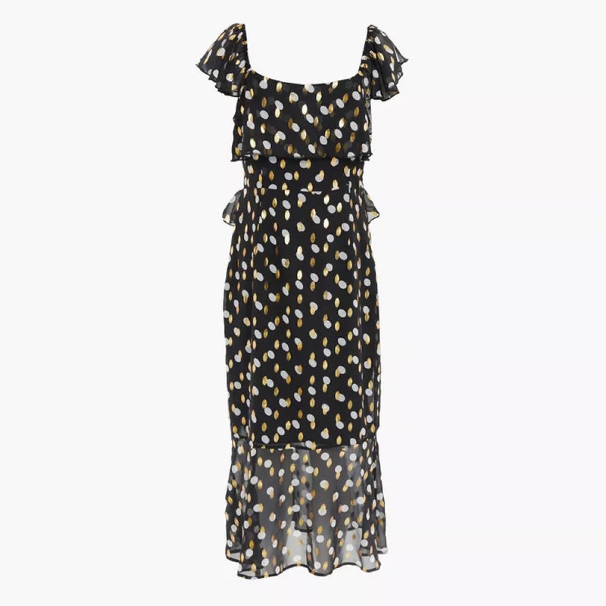 كويز-  فستان سهرة شيفون منقط باللون الأسود/الذهبي/الأبيض-women-clothing-dresses-image-6