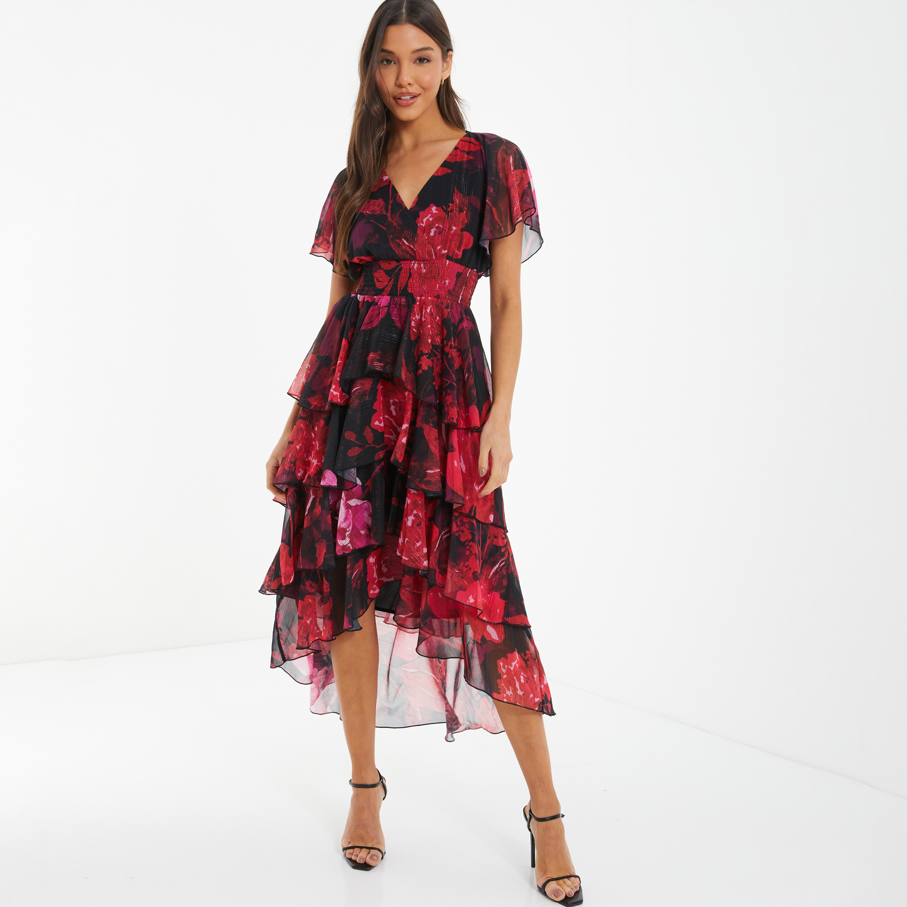 Quiz Floral V-Neck Midi Dress-women-clothing-dresses-image-1
