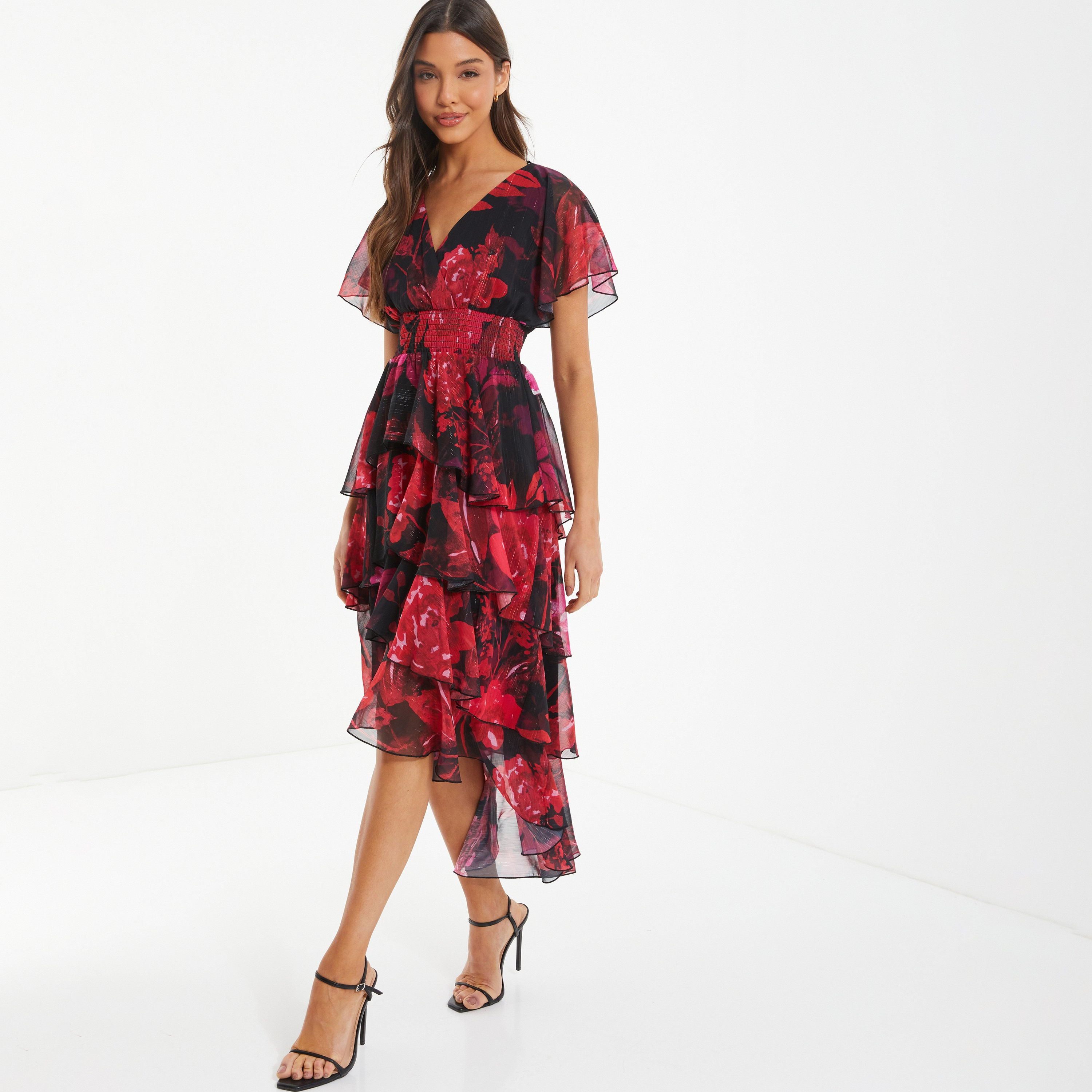 Quiz Floral V-Neck Midi Dress-women-clothing-dresses-image-2