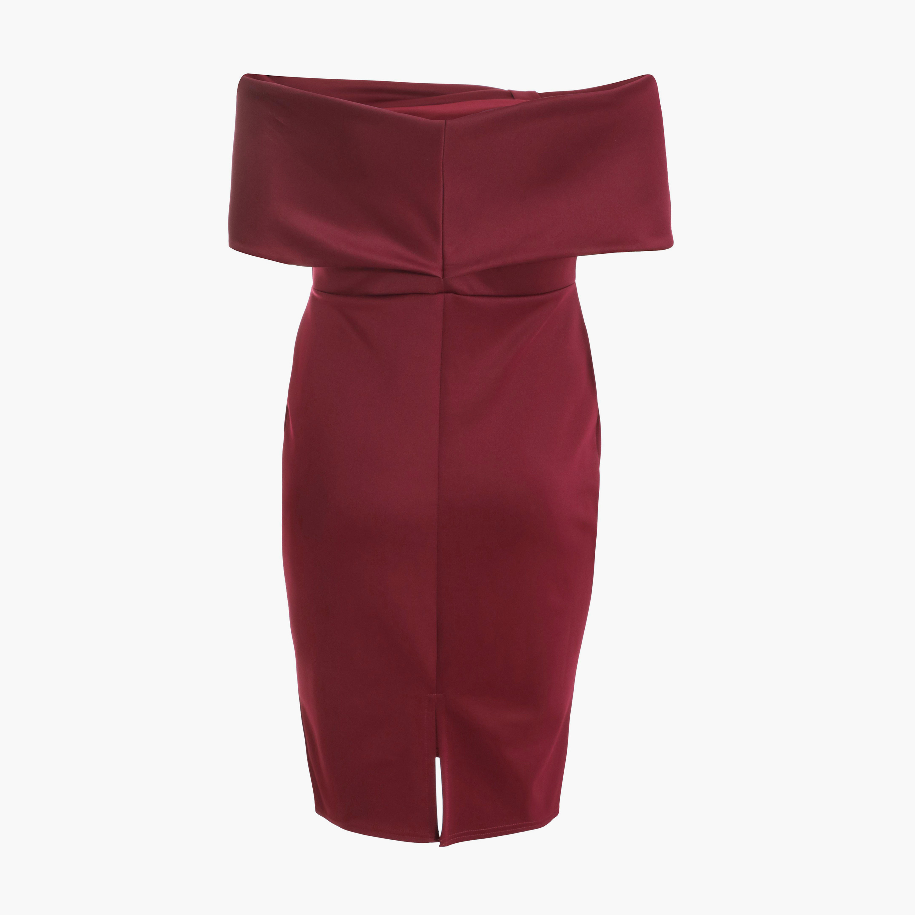 Quiz Curve Berry Bow Detail Bardot Midi Dress-women-clothing-dresses-image-6