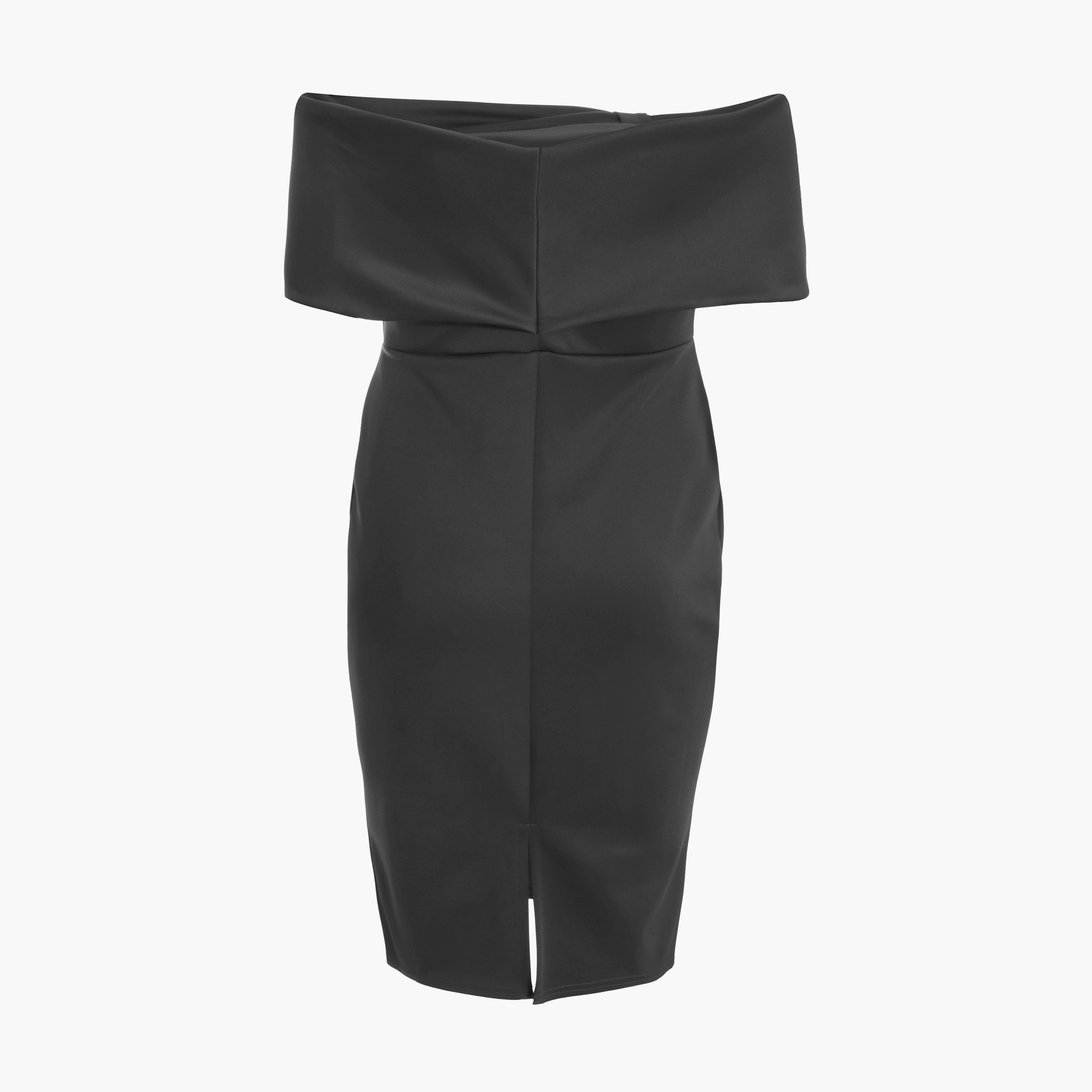 Quiz Curve Black Bow Detail Bardot Midi Evening Dress-women-clothing-dresses-image-6