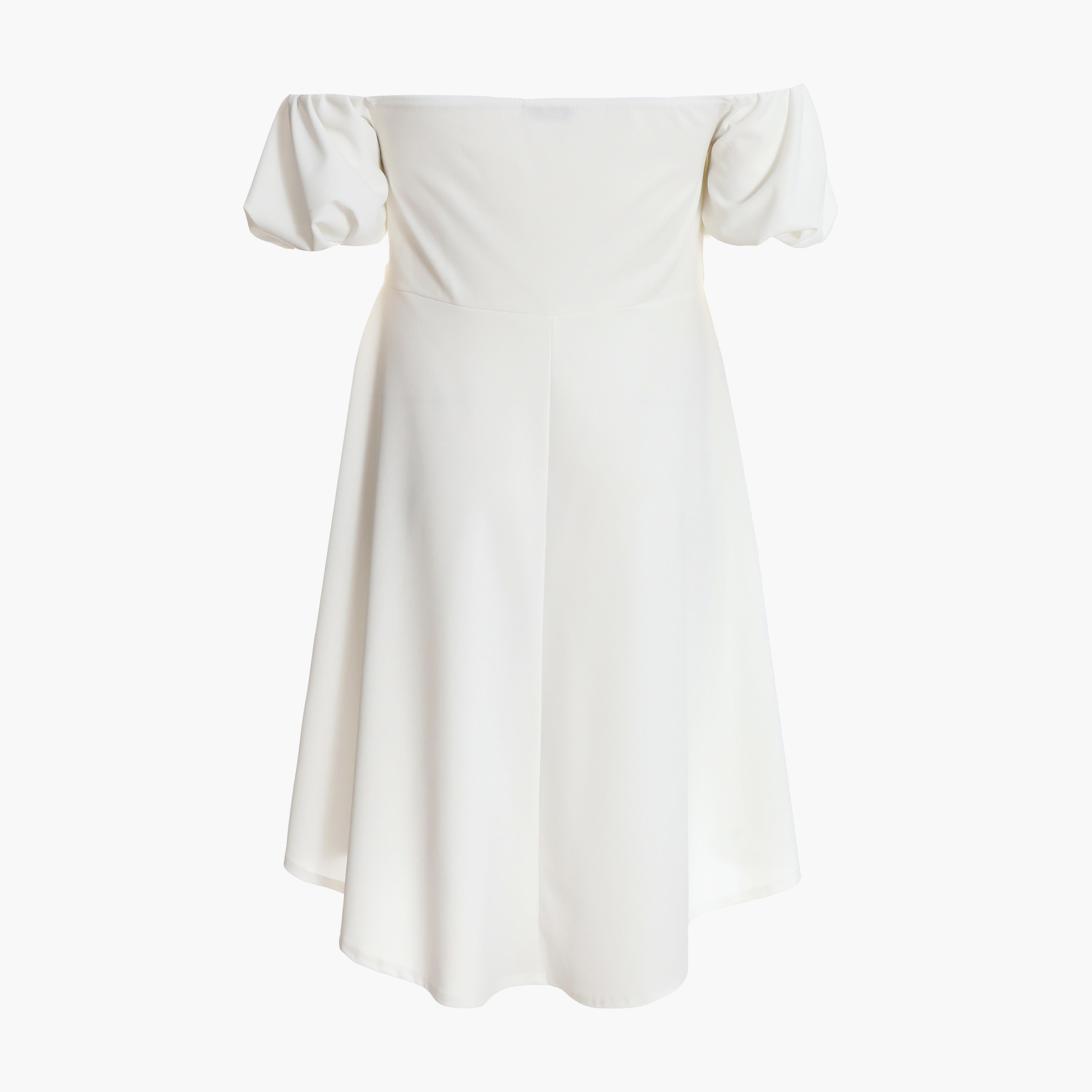 Quiz Curve White Puff Sleeve Bardot Dress-women-clothing-dresses-image-5