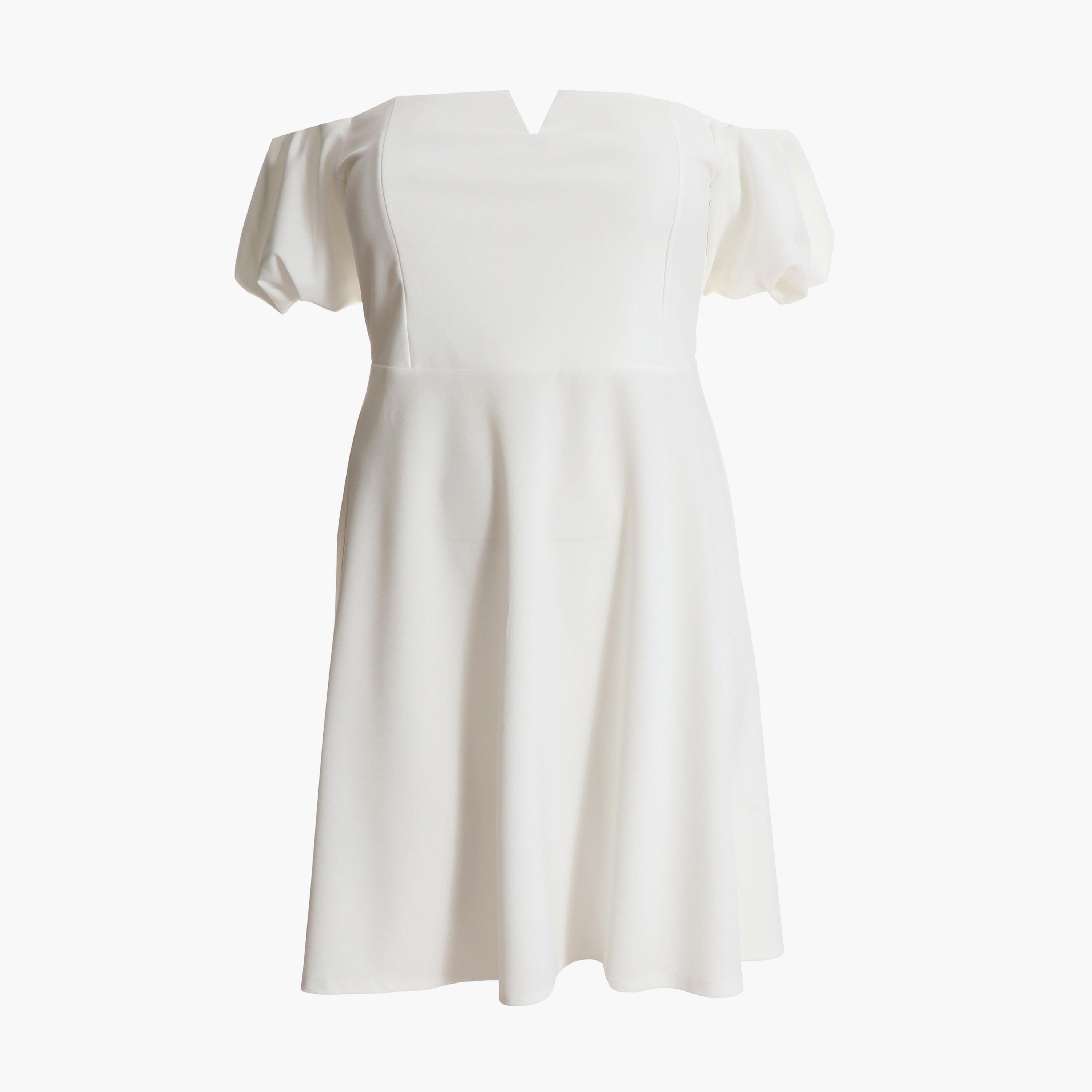 Quiz Curve White Puff Sleeve Bardot Dress-women-clothing-dresses-image-6