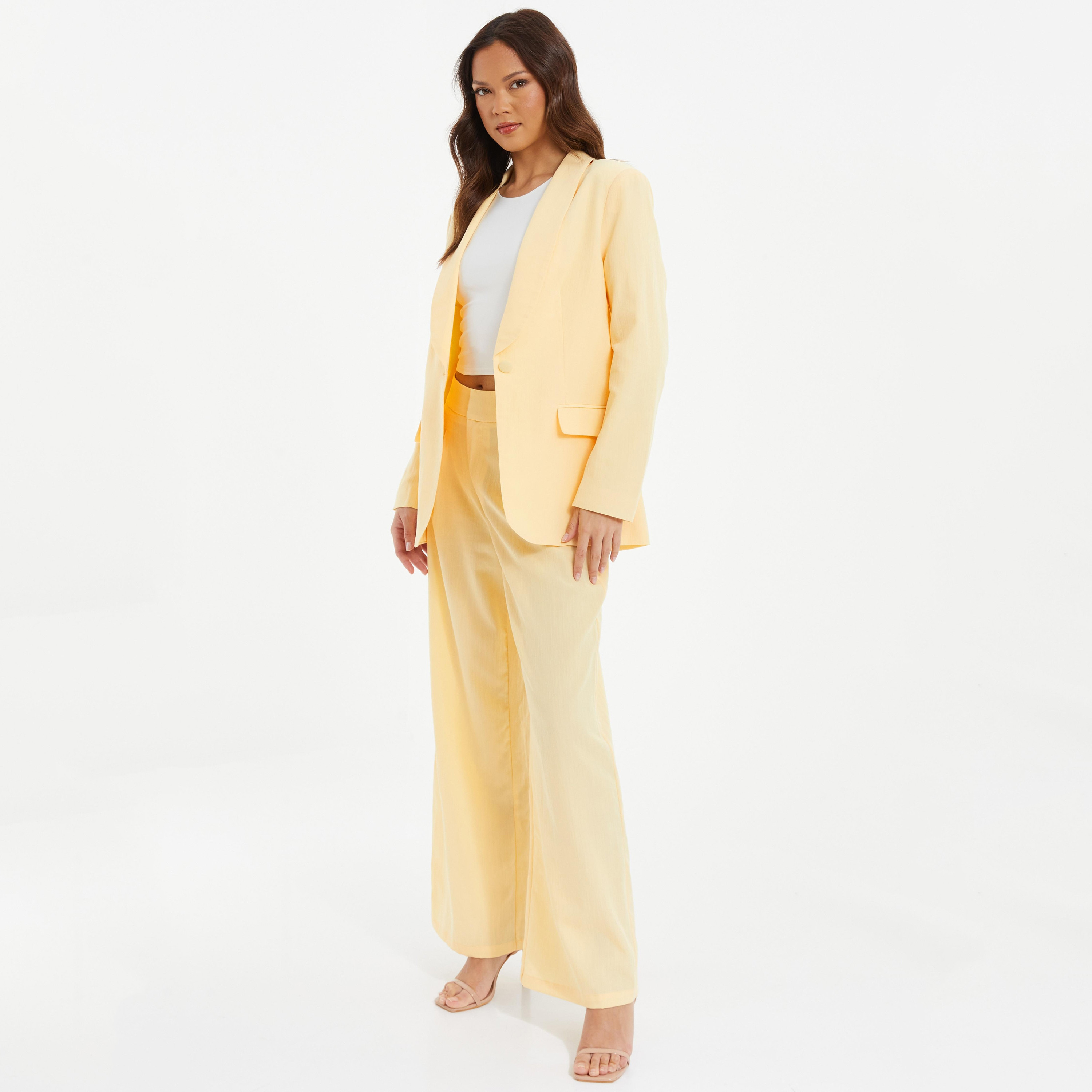 سترة بليزر بياقة وطية صدر عادية من كويز-women-clothing-coatsandjackets-blazers-image-2