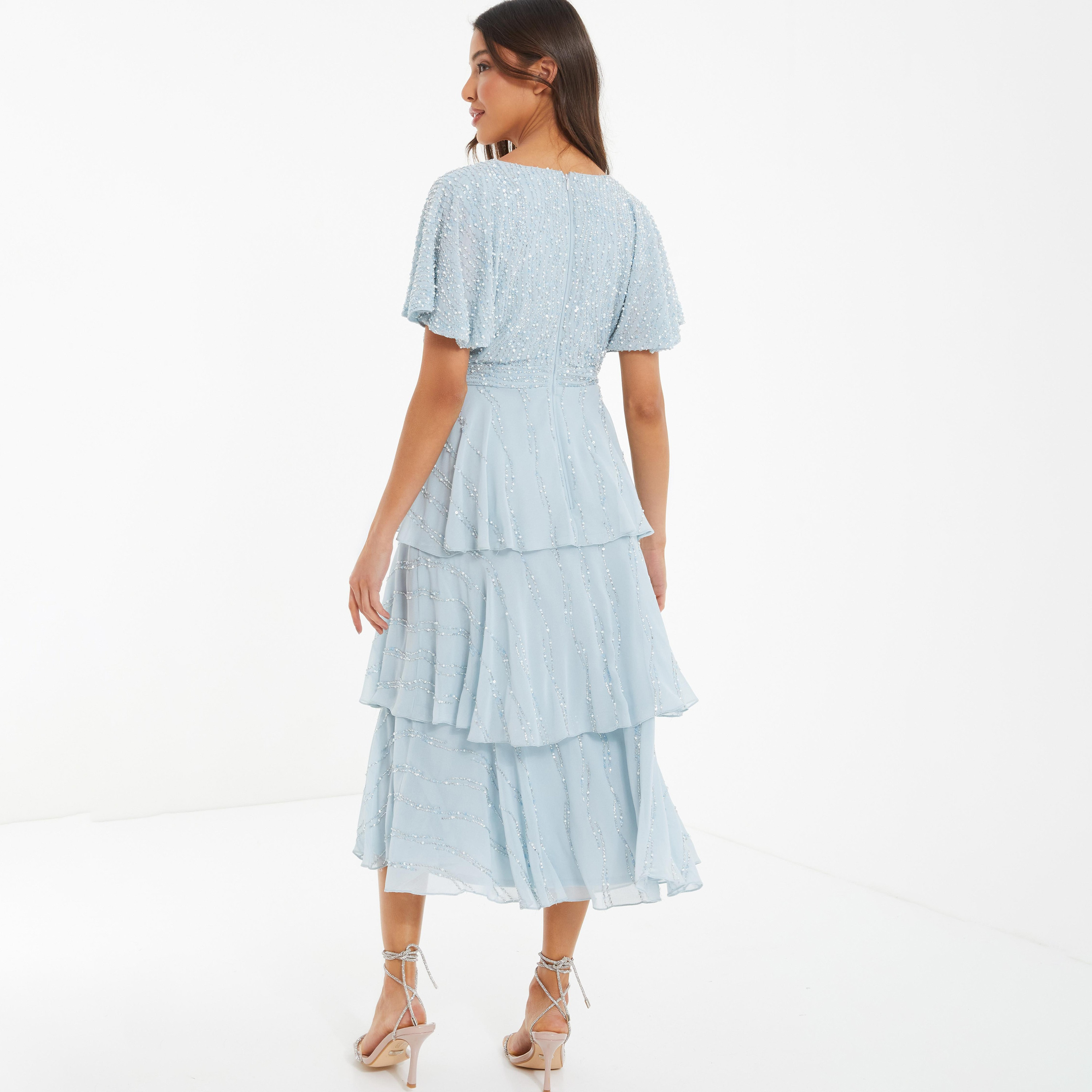 Quiz Embellished & Sequins V-Neck Skater Midi Dress-women-clothing-dresses-image-4