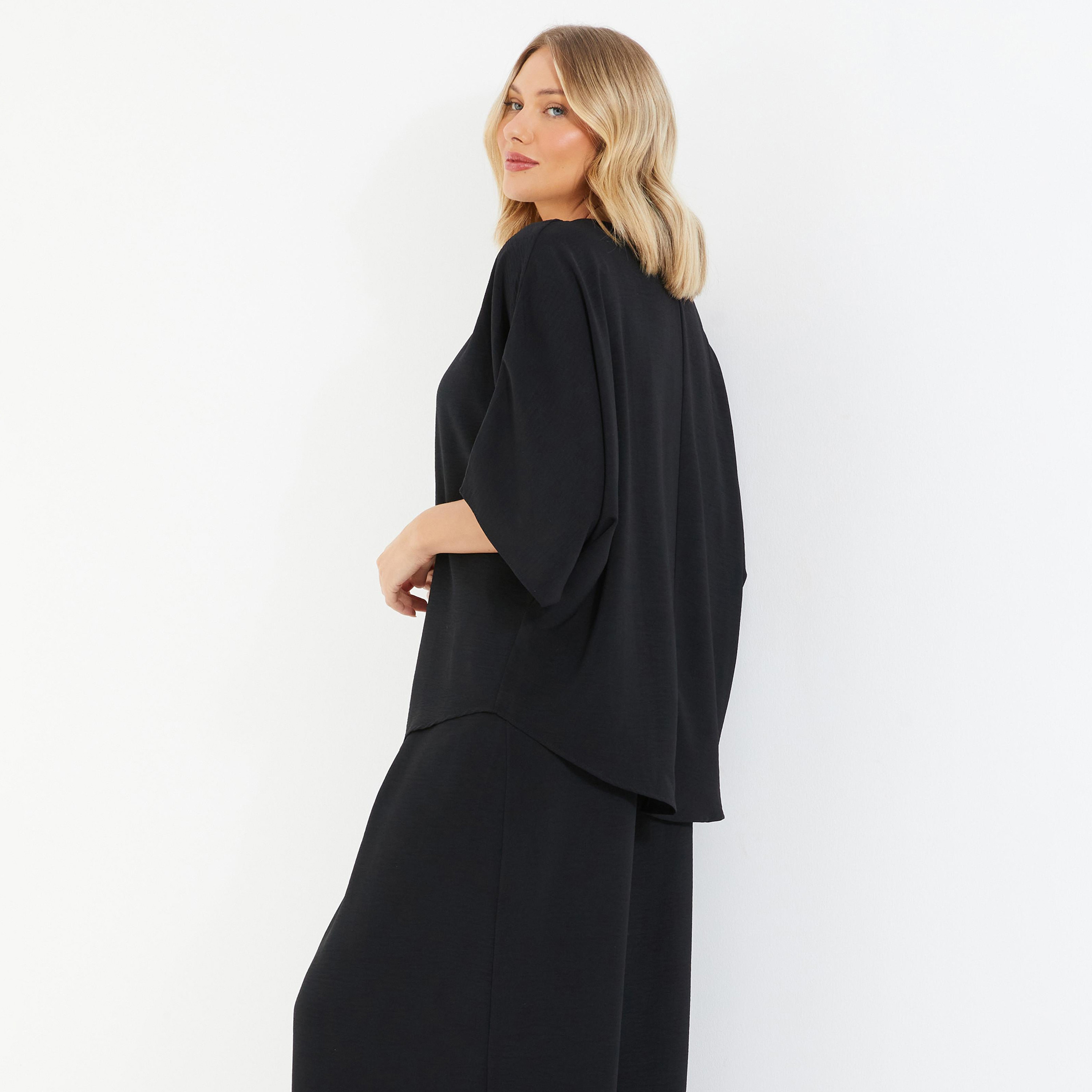 Quiz Plain Keyhole Neck Three-Quarter Sleeves Top-women-clothing-shirtsandblouses-blouses-image-4