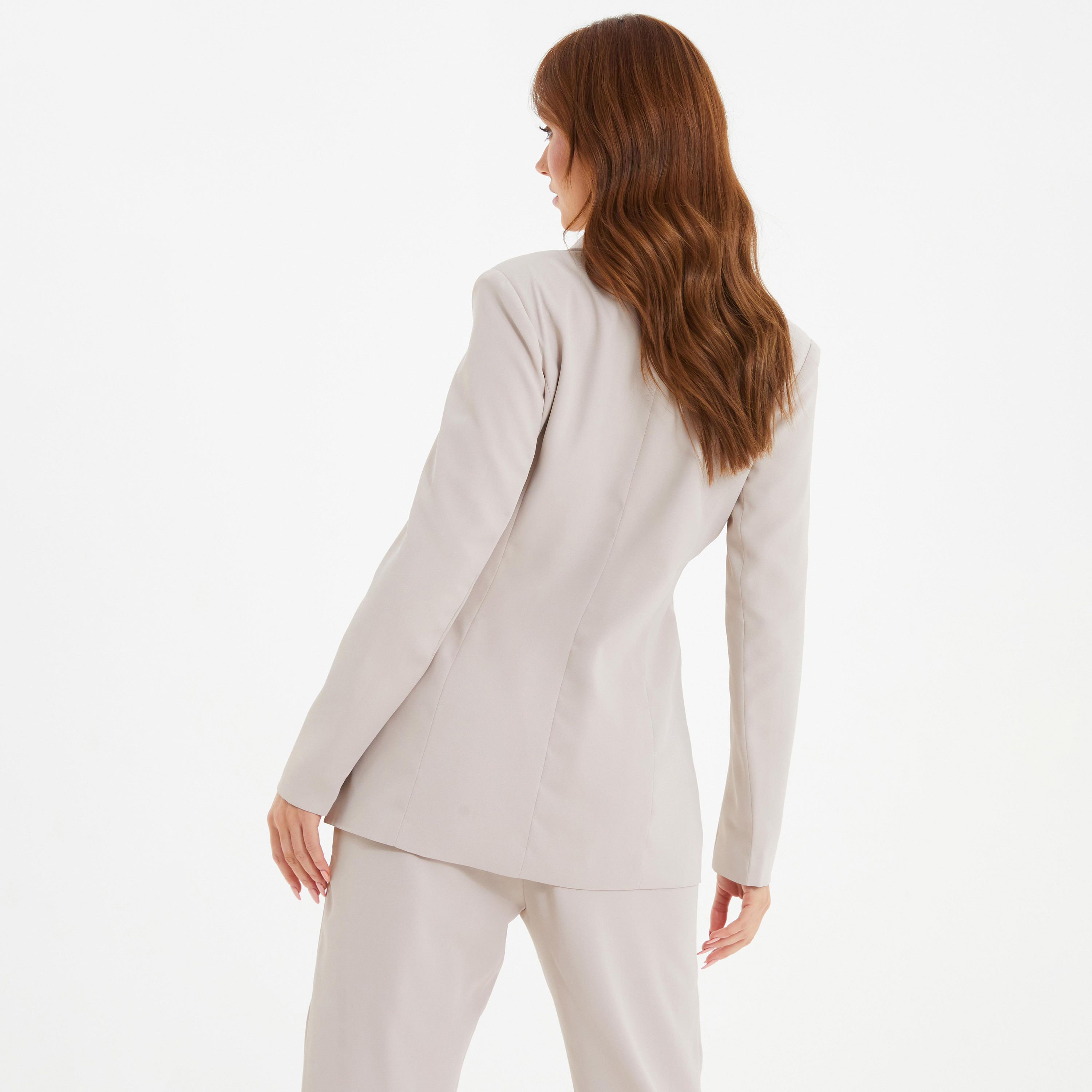 Quiz Plain Lapel Collar Double Breasted Blazer-women-clothing-coatsandjackets-blazers-image-4