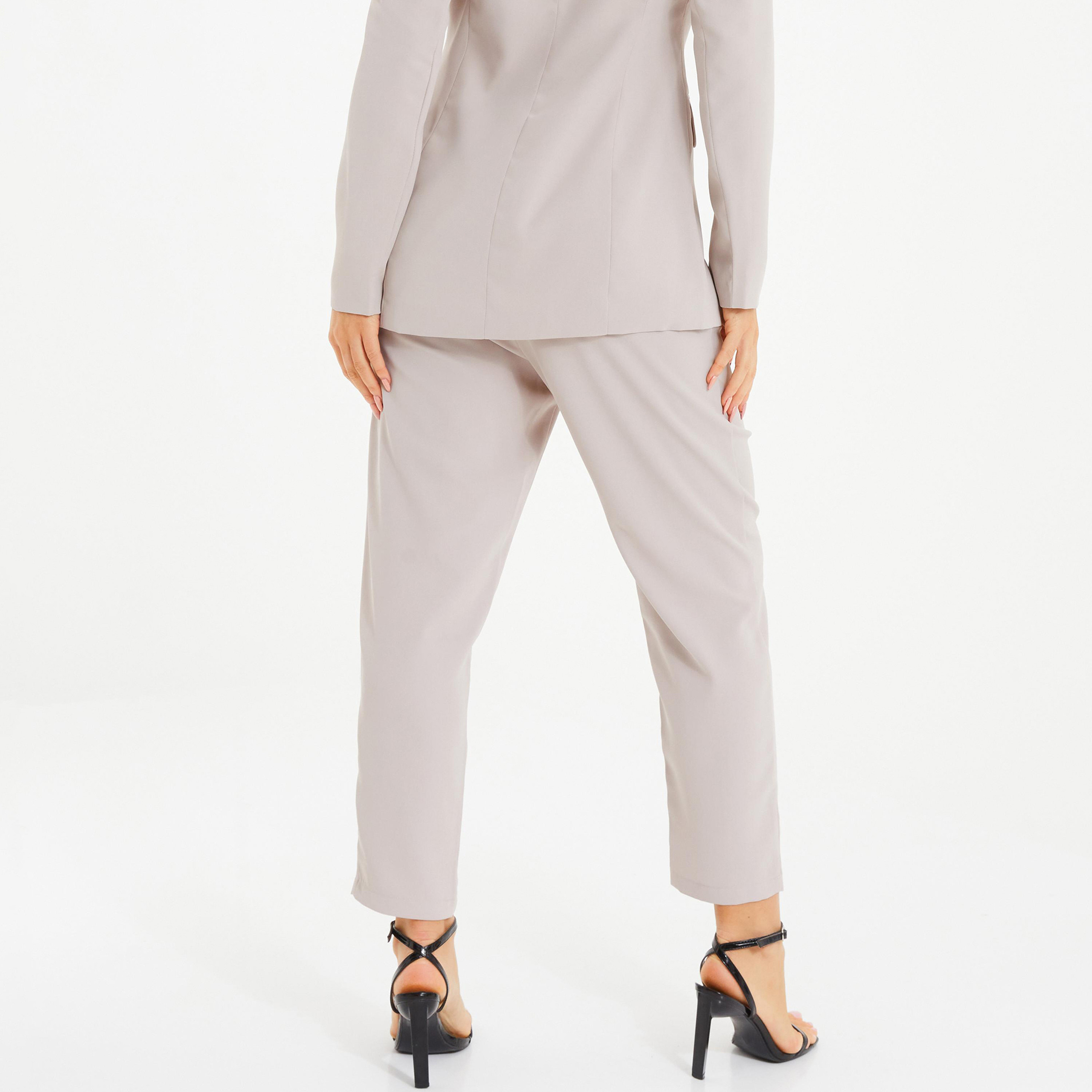 Quiz Plain High Waist Tapered Trousers-women-clothing-bottoms-trousers-image-4