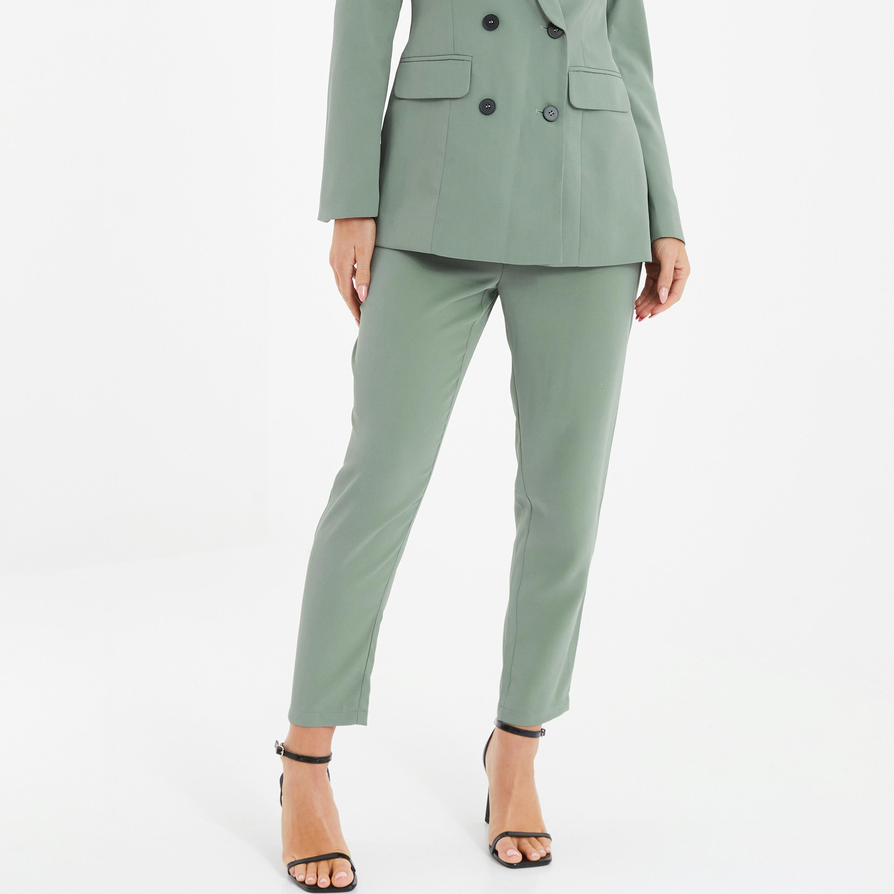 Quiz Plain High Waist Tapered Trousers-women-clothing-bottoms-trousers-image-1
